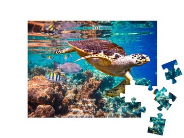 puzzleYOU Puzzle Echte Karettschildkröte im Korallenriff, 48 Puzzleteile, puzzleYOU-Kollektionen Tiere, 500 Teile, 100 Teile, 2000 Teile