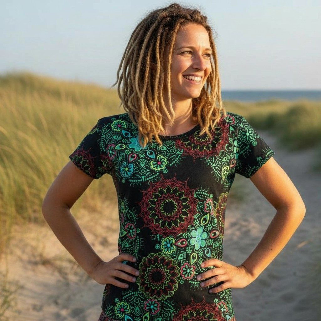 Guru-Shop T-Shirt Boho T-Shirt mit Mandaladruck, bedrucktes.. Festival, Eth günstig online kaufen