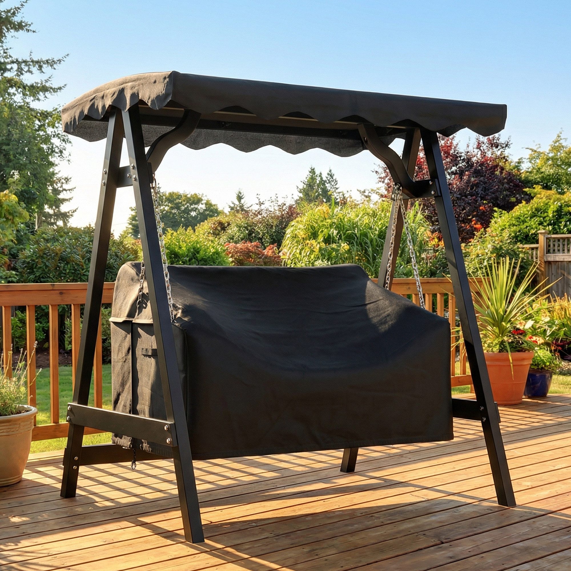 Outsunny Gartenmöbel-Schutzhülle Hollywoodschaukel Abdeckung (Abdeckplane, 1-St., für 2-Sitzer Gartenschaukel), Wasserdicht, UV-beständig, mit Reißverschluss