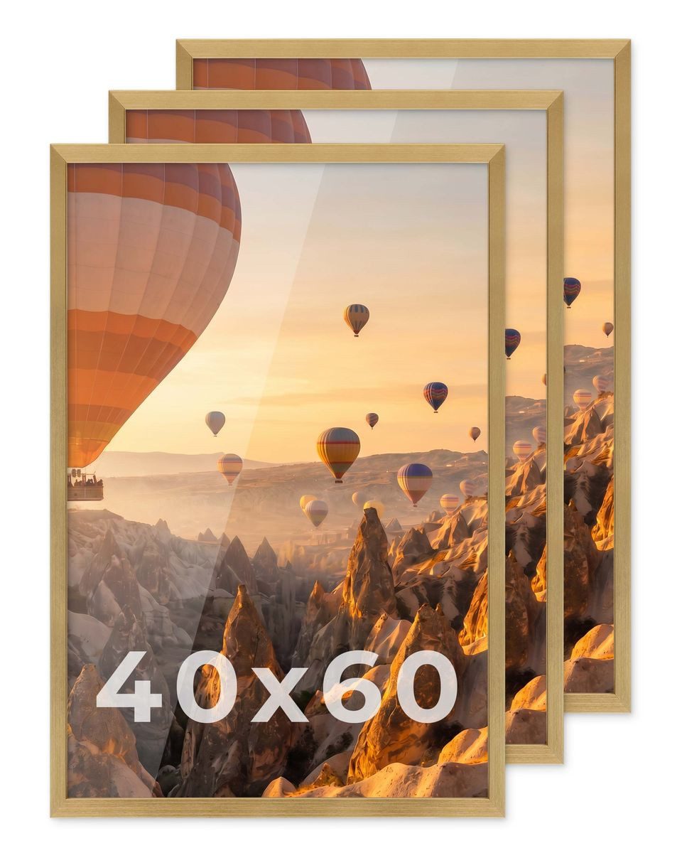 PHOTOLINI Bilderrahmen 3er Set modern mit bruchsicherem Acrylglas, Holz MDF, Fotos & Poster, für 3 Bilder (3er Set), Posterrahmen 40x60 cm zum Aufhängen
