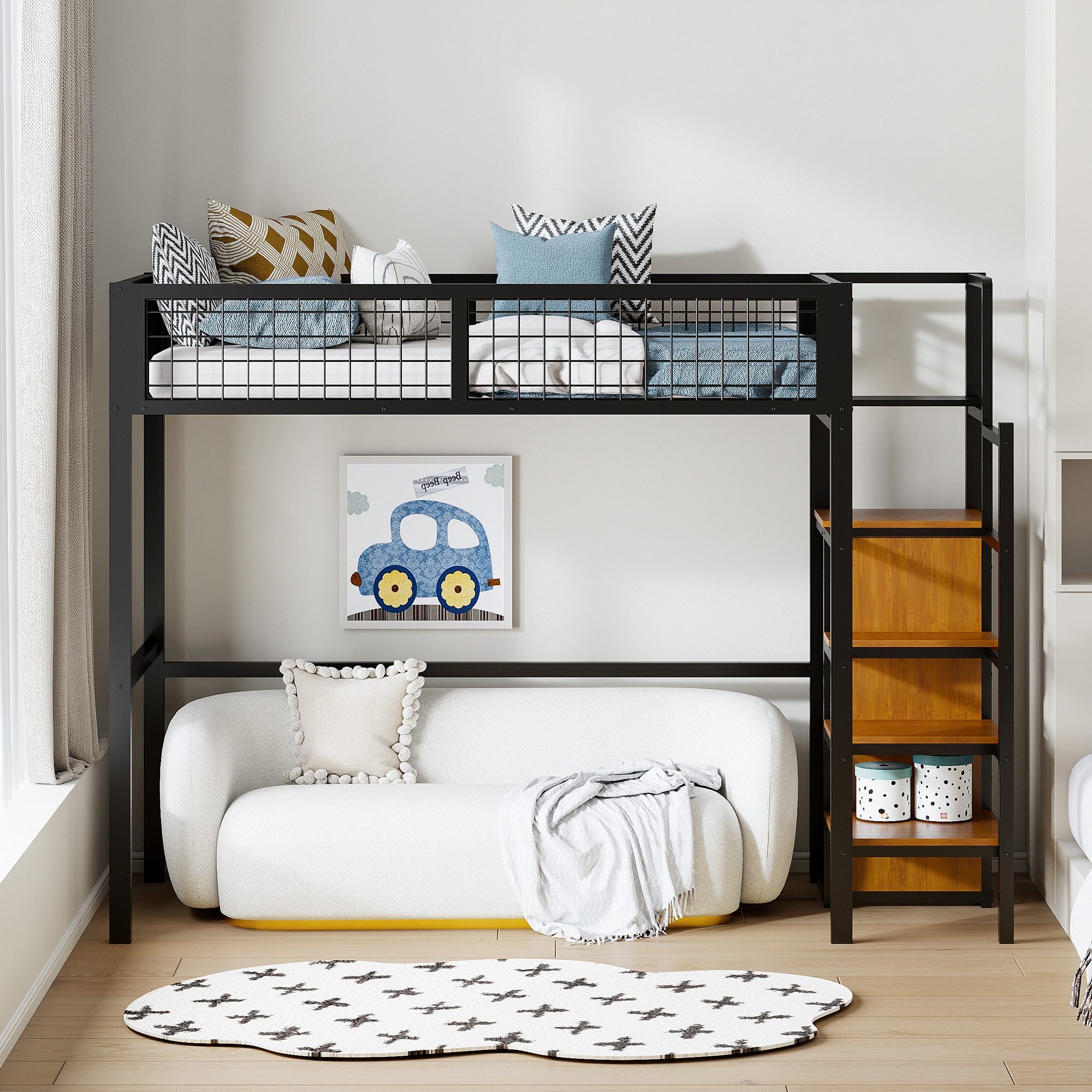 REDOM Metallbett Hochbett Einzelbett Stauraumbett Funktionsbett günstig online kaufen