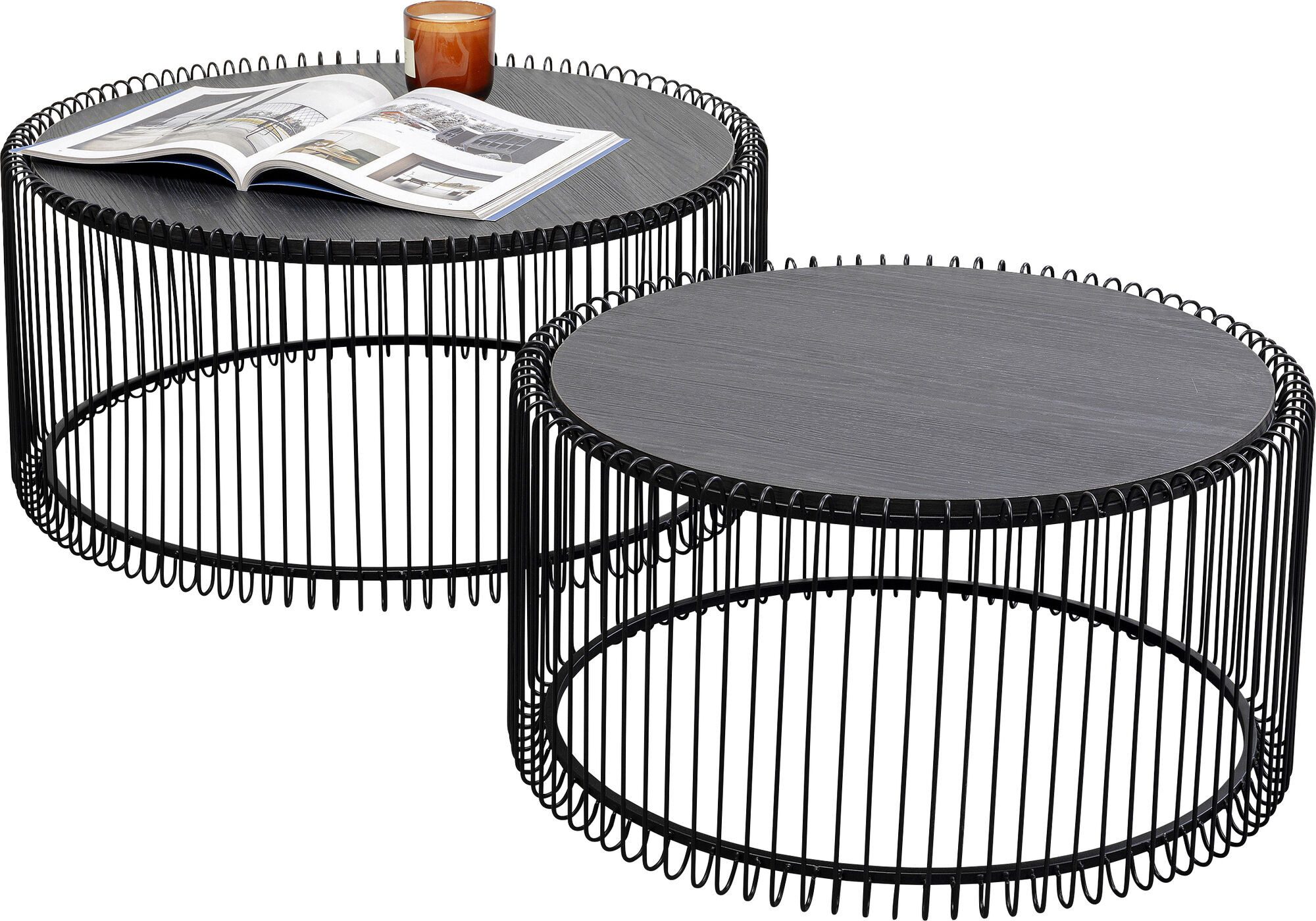 Kare Design Couchtisch Wire (2er Set), Ø70x34 cm / Ø60x31 cm