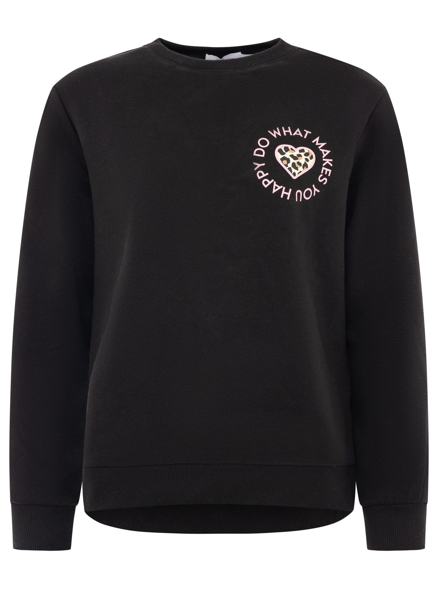 Zwillingsherz Sweatshirt "Happy Leo Lettering" Rundhals, großer Leo-Schriftzug auf der Schulter, elastische Bündchen