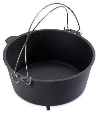 ECHTWERK Schmortopf Dutch Oven, Gusseisen (1-tlg), Feuertopf, Gusseisen BBQ Kochtopf, bereits eingebrannt, 7,6 Liter