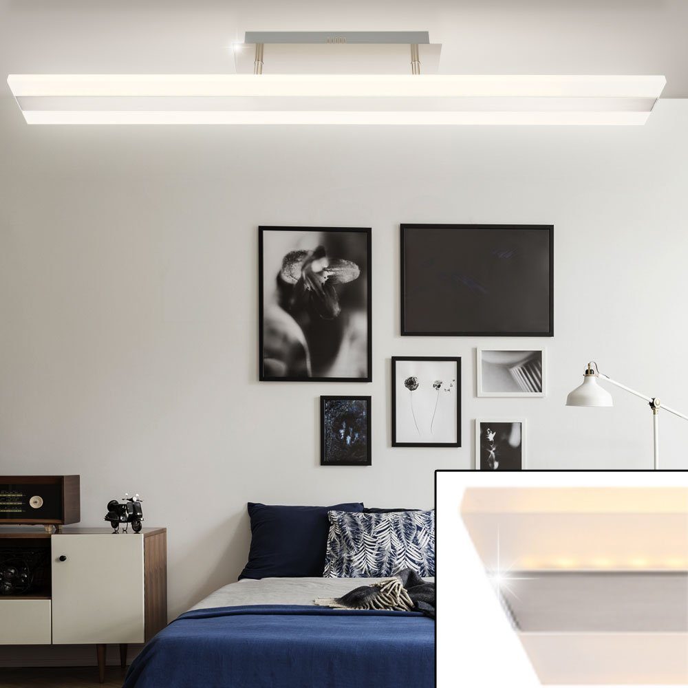 Deckenleuchte, etc-shop LED LED-Leuchtmittel silber fest LED Deckenleuchte Wohnzimmerlampe verbaut, Warmweiß, Deckenlampe