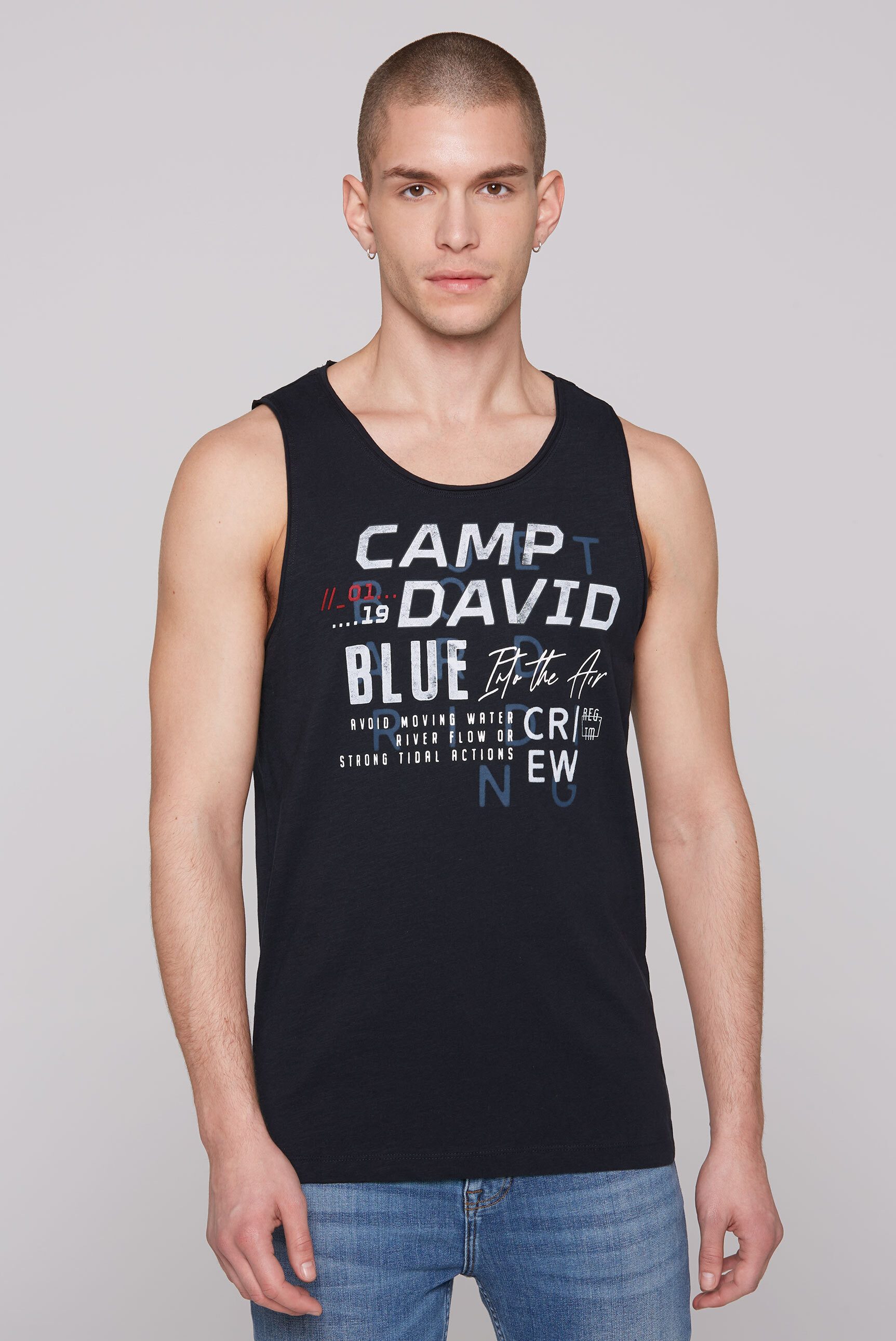 CAMP DAVID Tanktop mit offenen Kanten an den Ausschnitten