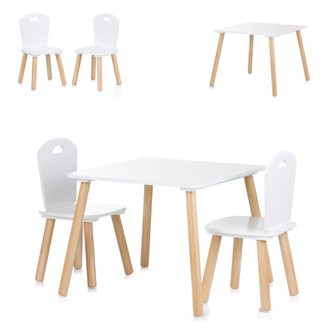 Chipolino Spielhaus Kinder Tischset Holztisch, 2 Holzstühle, Kindersitzgruppe, 3-teilig