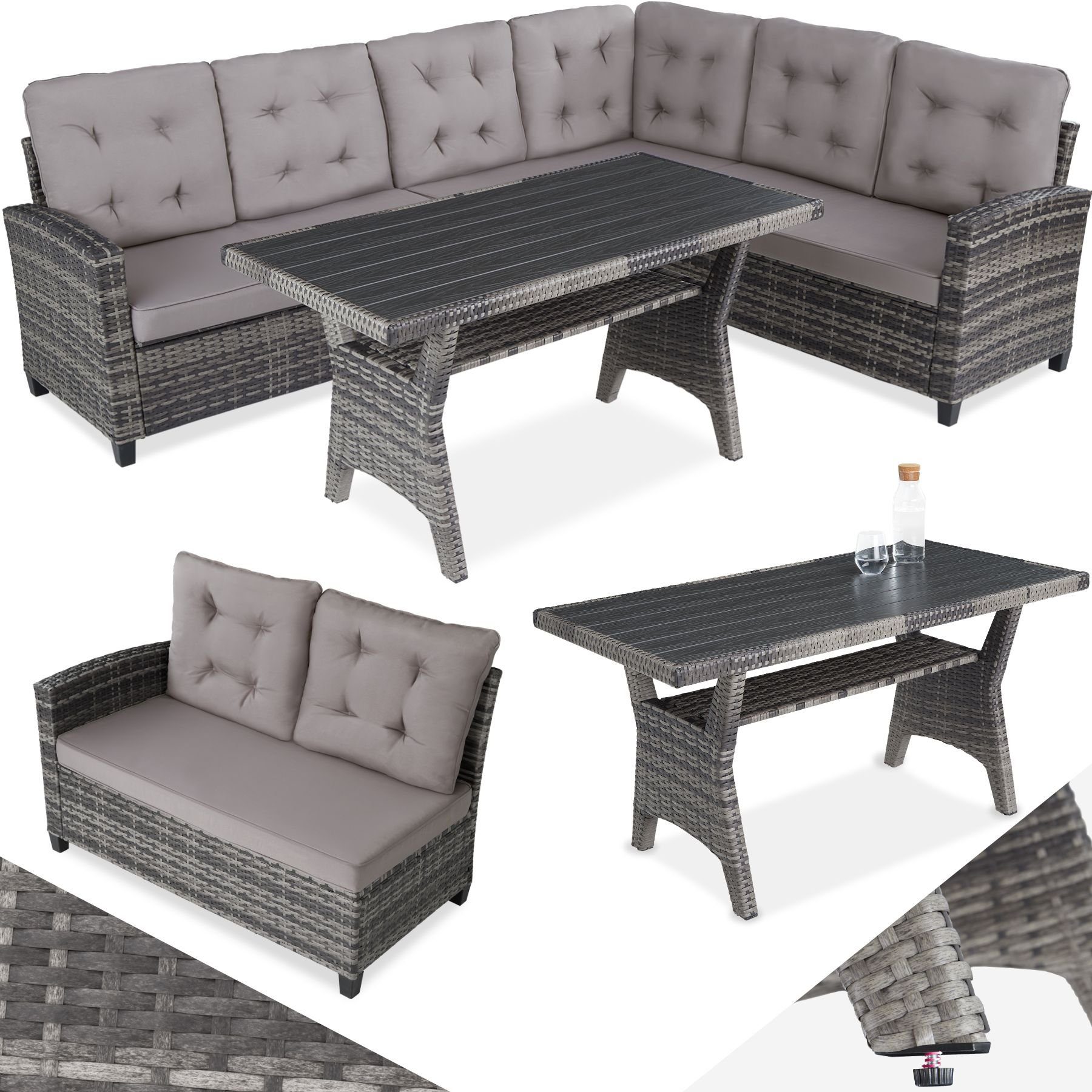 tectake Loungeset Catania, (Set, 3-tlg), individuell kombinierbar