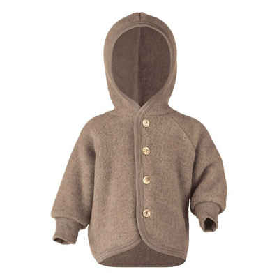 Engel Naturtextilien Walkjacke (1-St) Baby Fleece Jacke mit Kapuze aus Bio Schurwolle