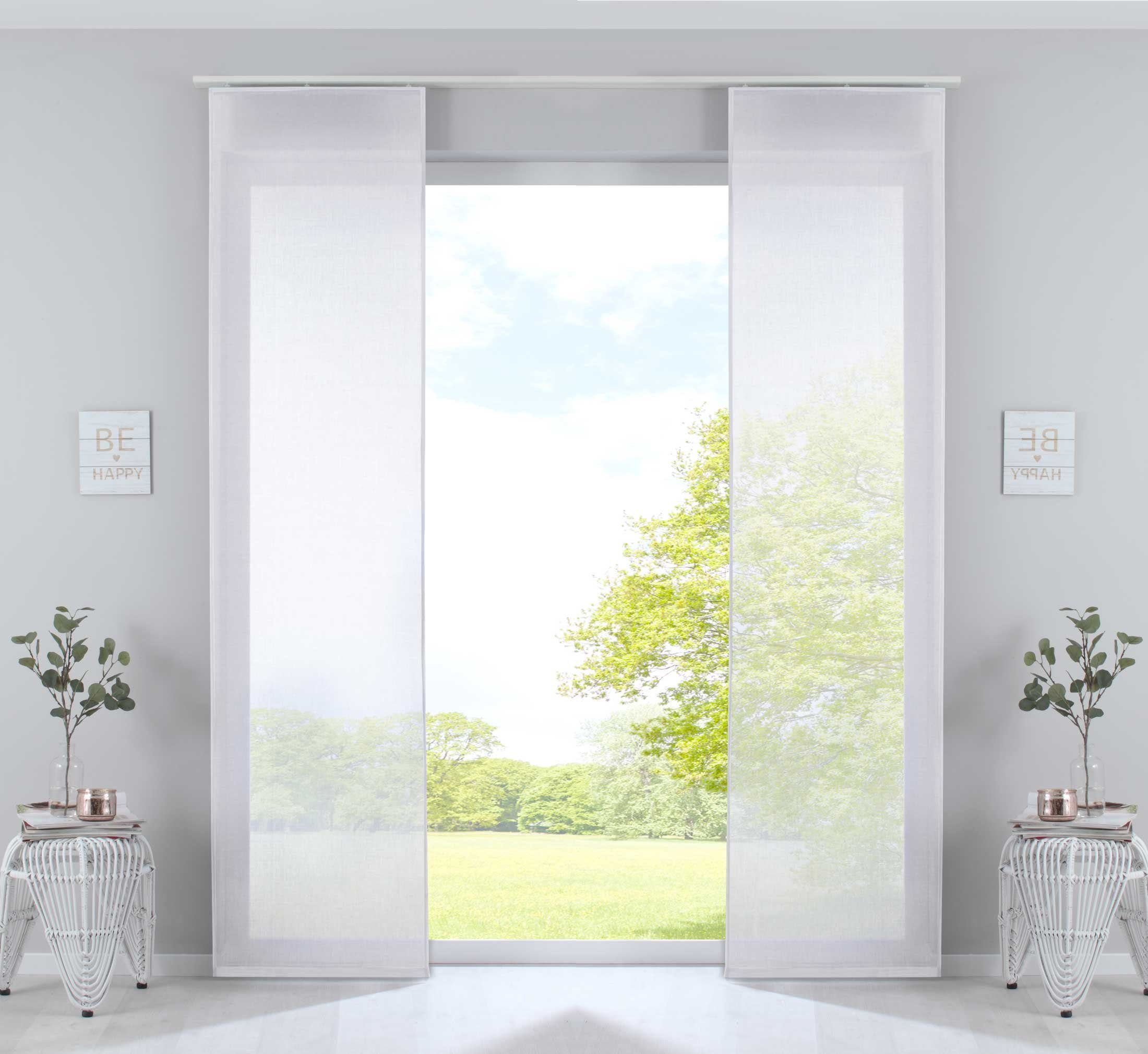 Gardinenbox Schiebegardine (2 St), Kräuselband, halbtransparent, Voile, Flächenvorhänge »Nizza« Baumwoll-Voile 2019032-2