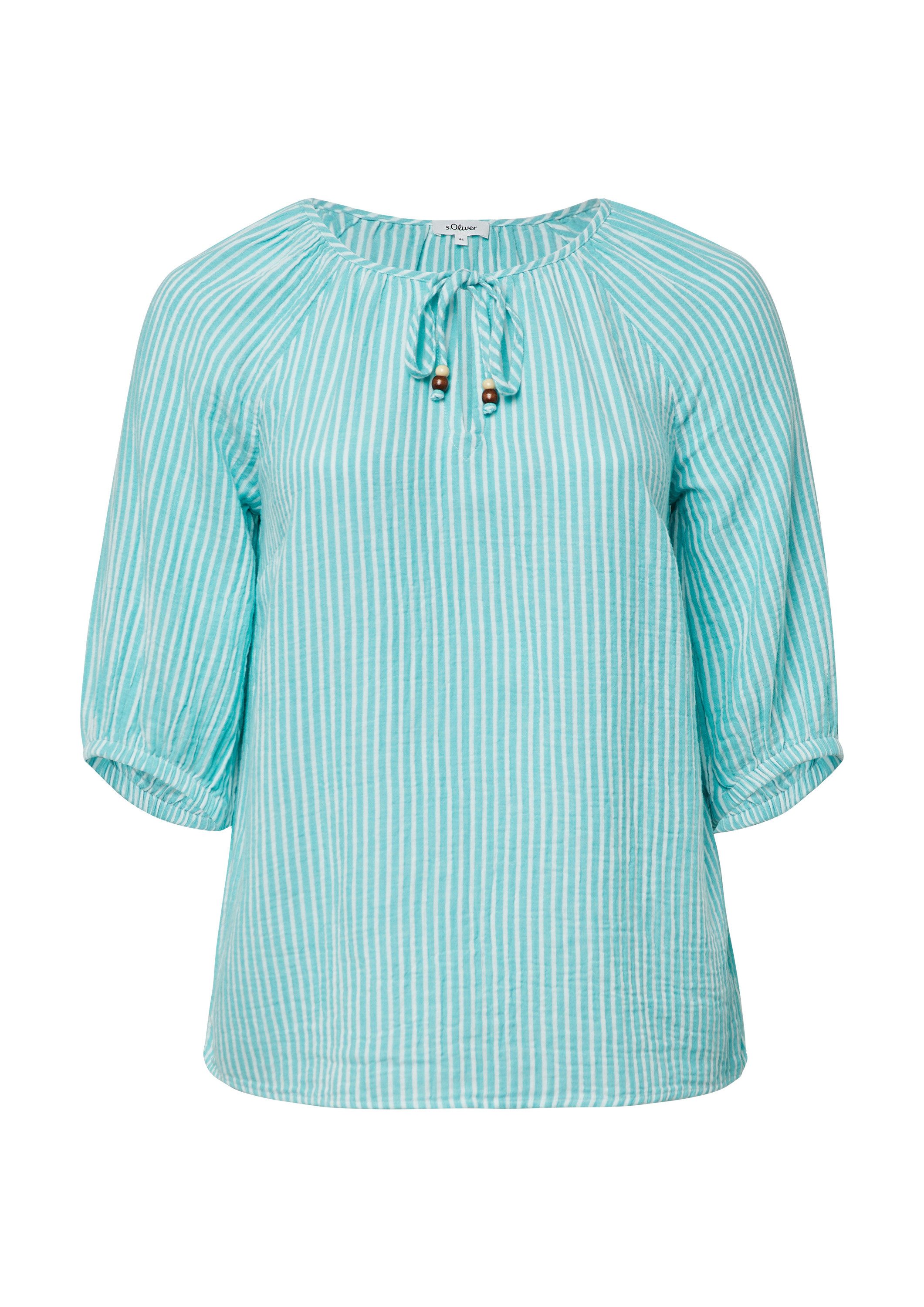 s.Oliver Kurzarmbluse Bluse Musselin-Bluse mit Raglanärmeln und Raffung