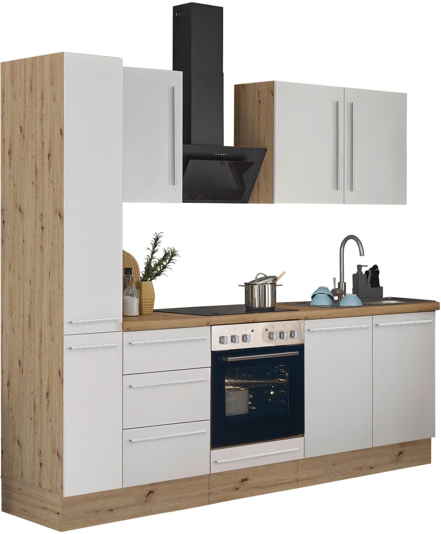 KOCHSTATION Küchenzeile Florida, Breite 240 cm, wahlweise mit E-Geräten,Softclose für Türen/Schubkästen