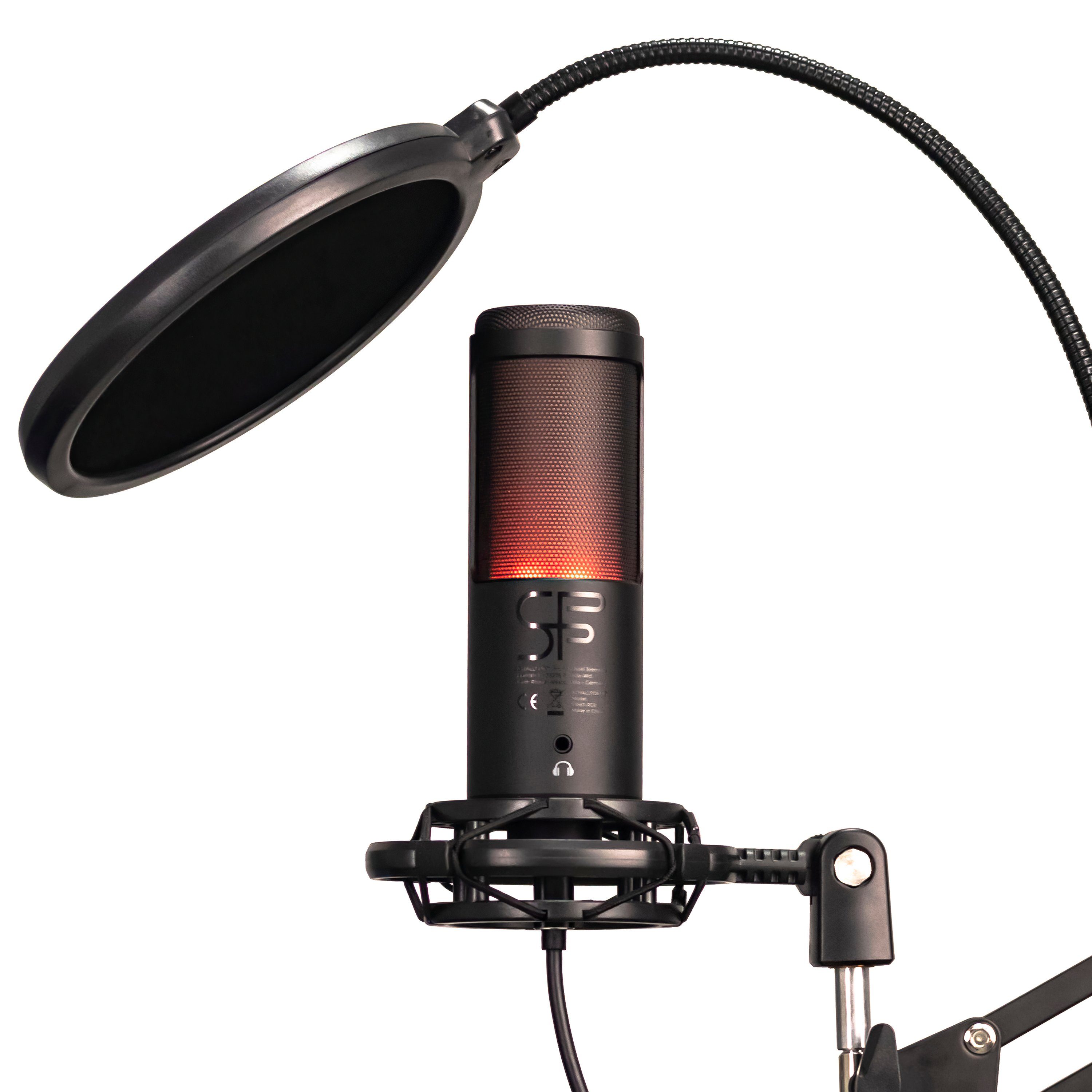 SCHALLFORT Mikrofon Vibe7-RGB (7-teilig), RGB-Beleuchtung, USB-C Plug & Play, AUX, Touch, Kondensator, Set – Bild 5 von 5