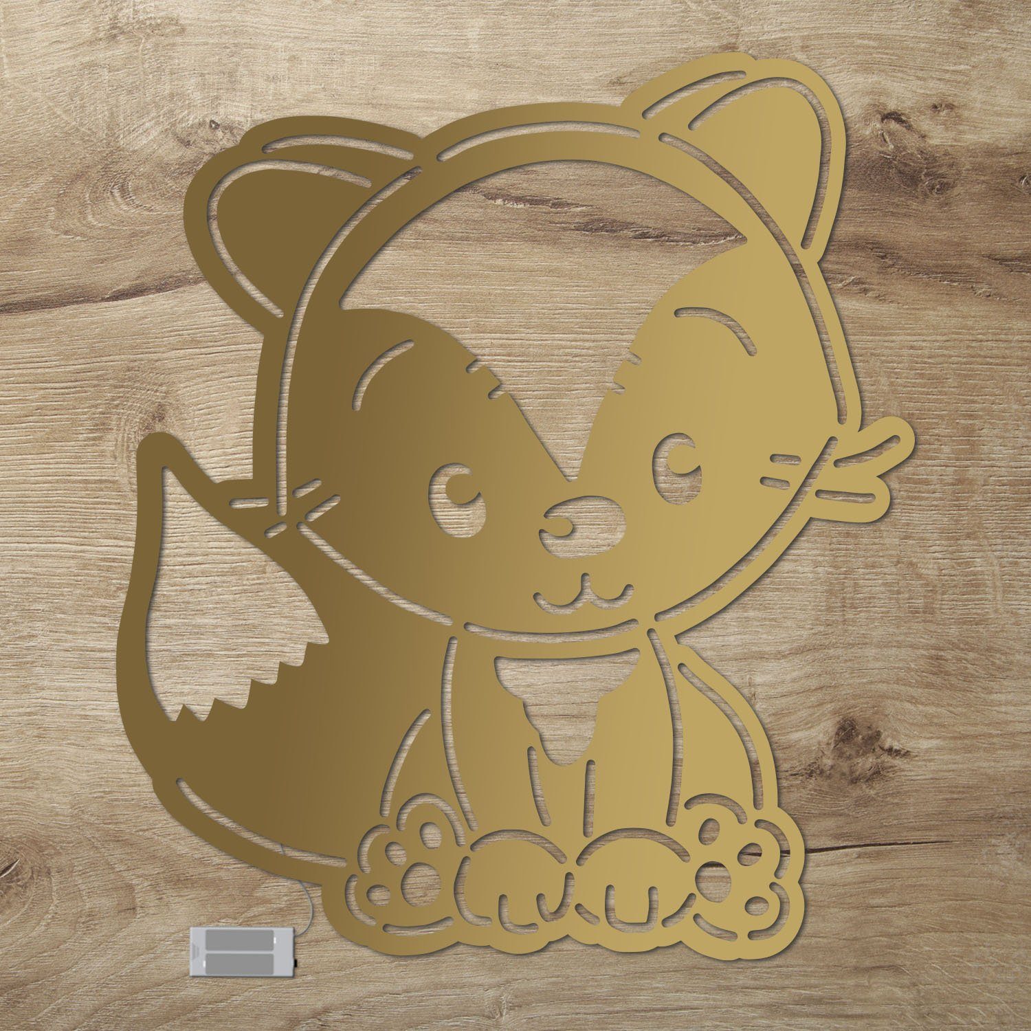 Namofactur LED Nachtlicht Fuchs - Schlaflicht mit Fuchs-Motiv für Kleinkinder - Wand Deko Lampe, Ohne Zugschalter/Stern, LED fest integriert, Warmweiß, Wanddekoobjekt Kinderzimmer Leuchte batteriebetrieben