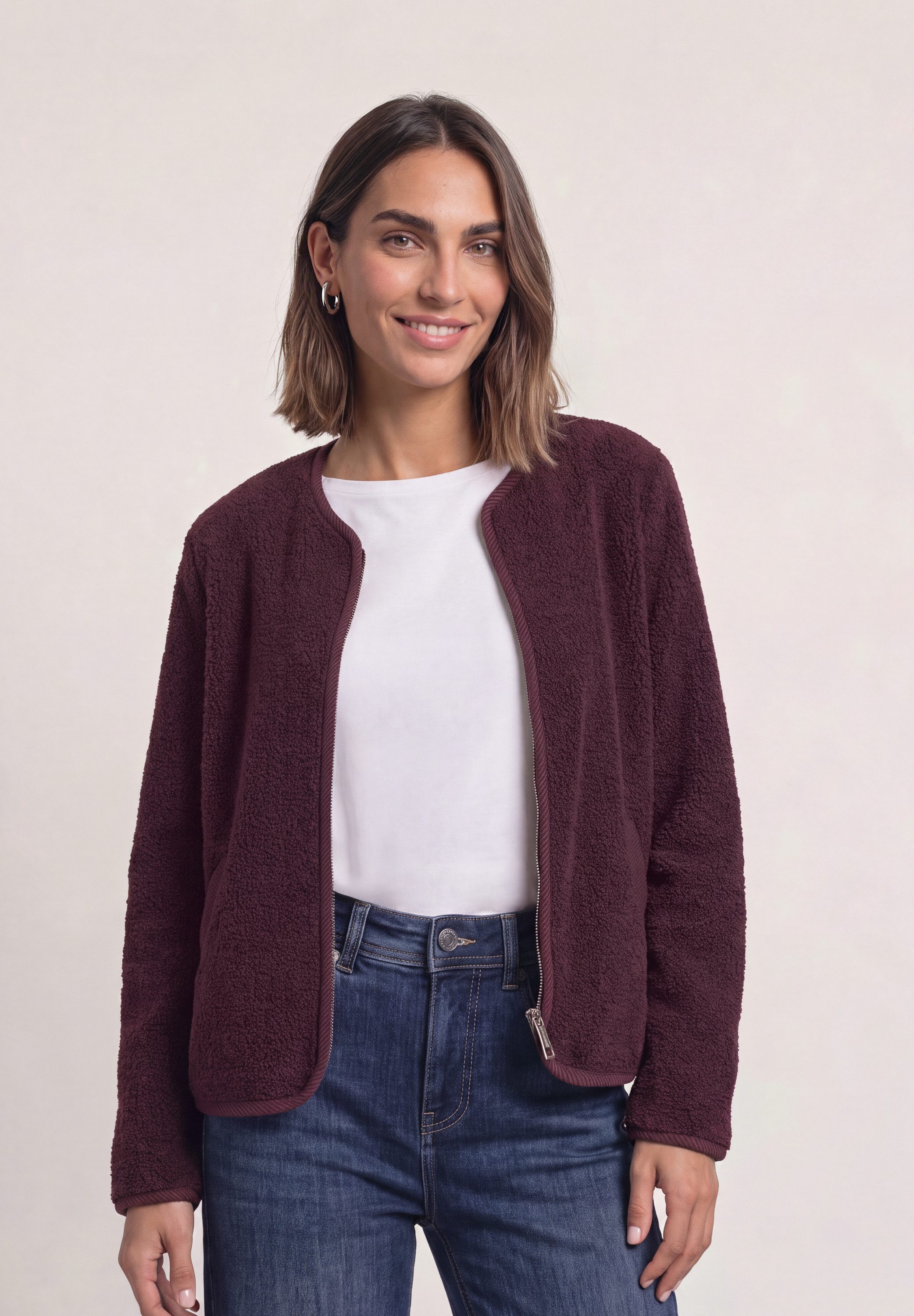 STREET ONE Fellimitatjacke mit innerem wärmendem Teddyfell