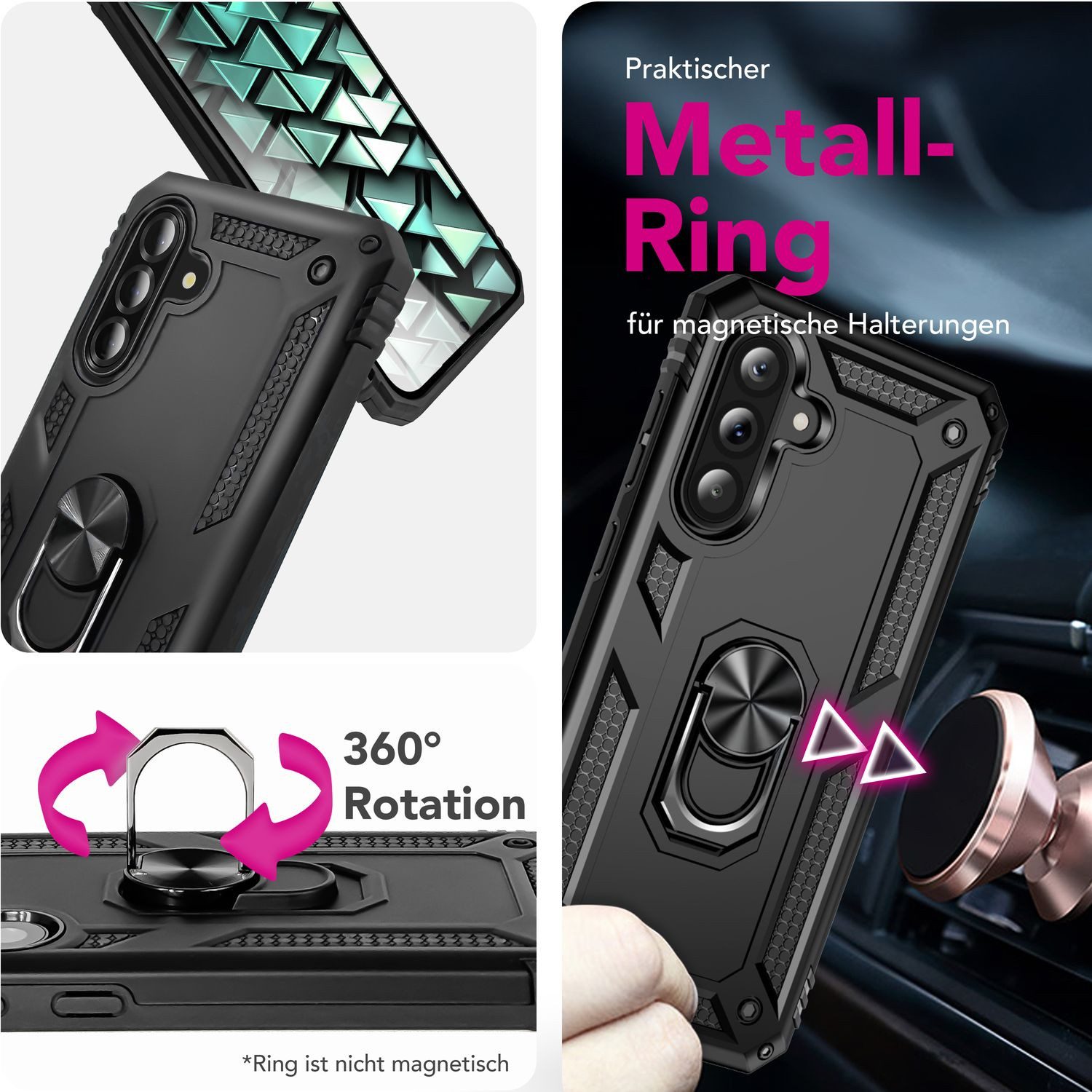 Nalia Smartphone-Hülle Samsung Galaxy A56 17 cm (6,7 Zoll), Military Style / 360° Dreh Ring / Ständer / Fallschutz Cover / Robust