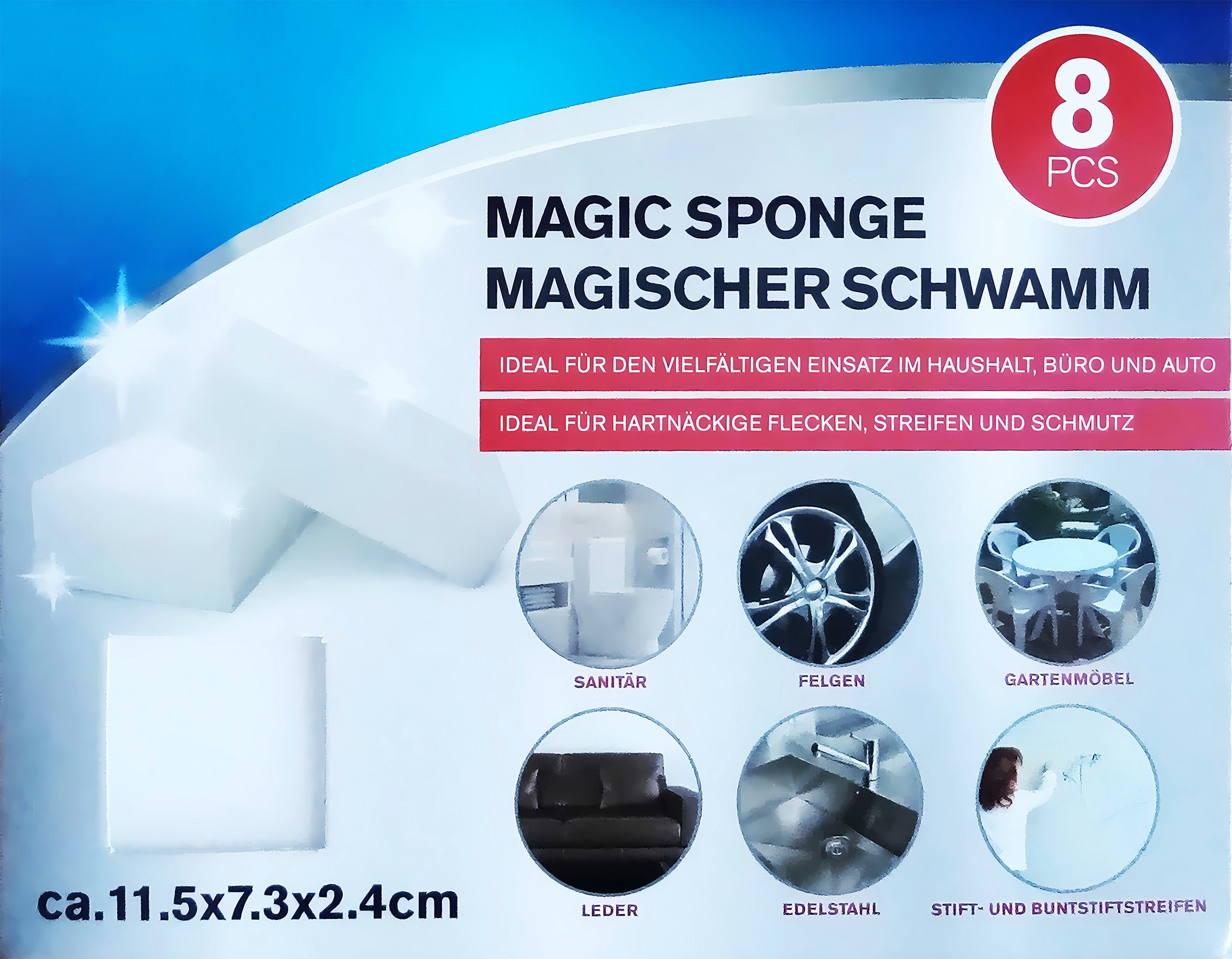 EDCO 8x SCHMUTZRADIERER Weiß Radierschwamm Wunderschwamm Schwamm 07 Schmutzradierer (Fleckenentferner Reinigungsschwamm)