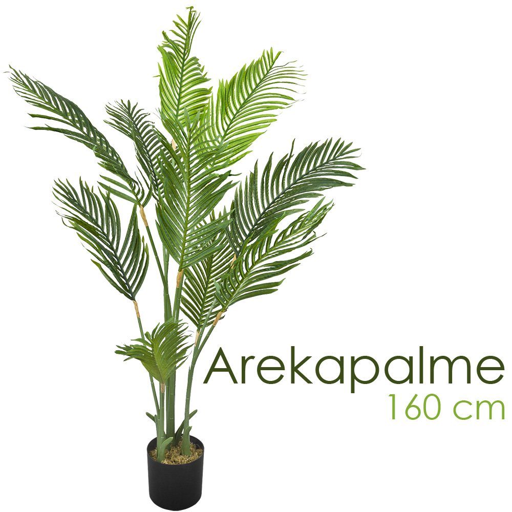 Kunstpflanze Kunstpflanze Palme Palmenbaum Arekapalme Künstliche Pflanze 160 cm Decovego, Decovego