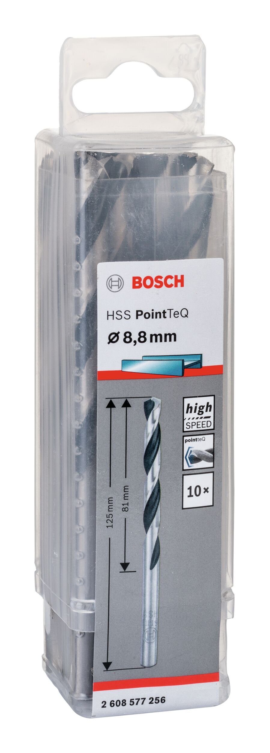 BOSCH Metallbohrer, (10 Stück), HSS 338) mm Metallspiralbohrer 10er-Pack - 8,8 PointTeQ (DIN 