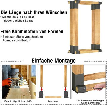 AUFUN Kaminholzregal Holzstapelhilfe, (4-St), 4/8x für Kaminholz Brennholz