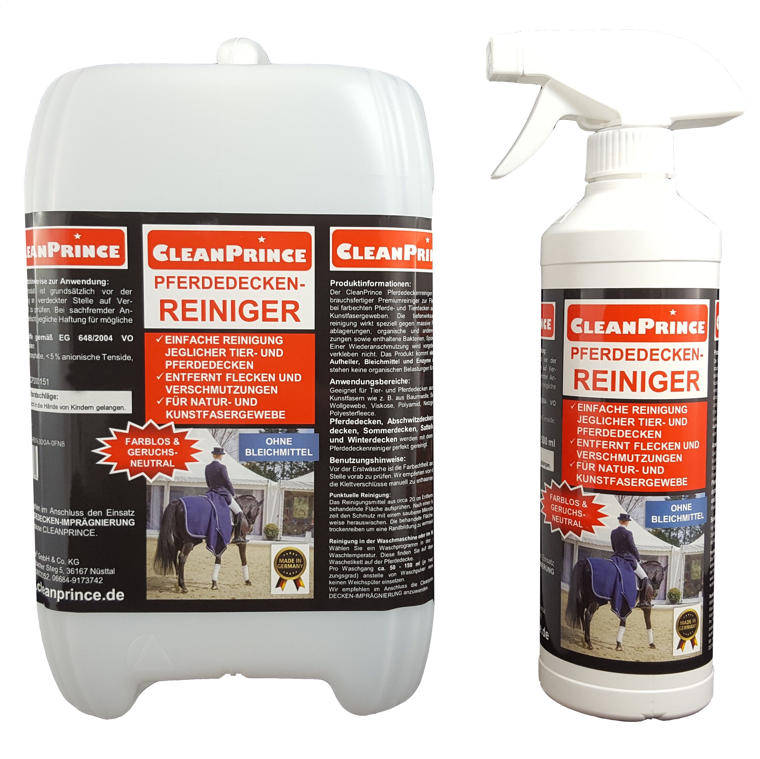 CleanPrince Pferdedecken-Reiniger Reinigungsmittel Tierdecken Pferdedecken Spezialwaschmittel (ohne Bleichmittel, geruchsneutral und unschädlich für die Tiere)