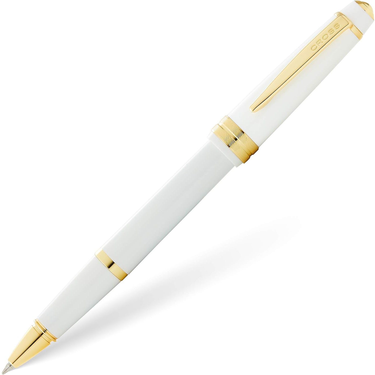 CROSS-USA Kugelschreiber CROSS Kugelschreiber Bailey Light Weiss-Lack/Gold, aus Kunststoff
