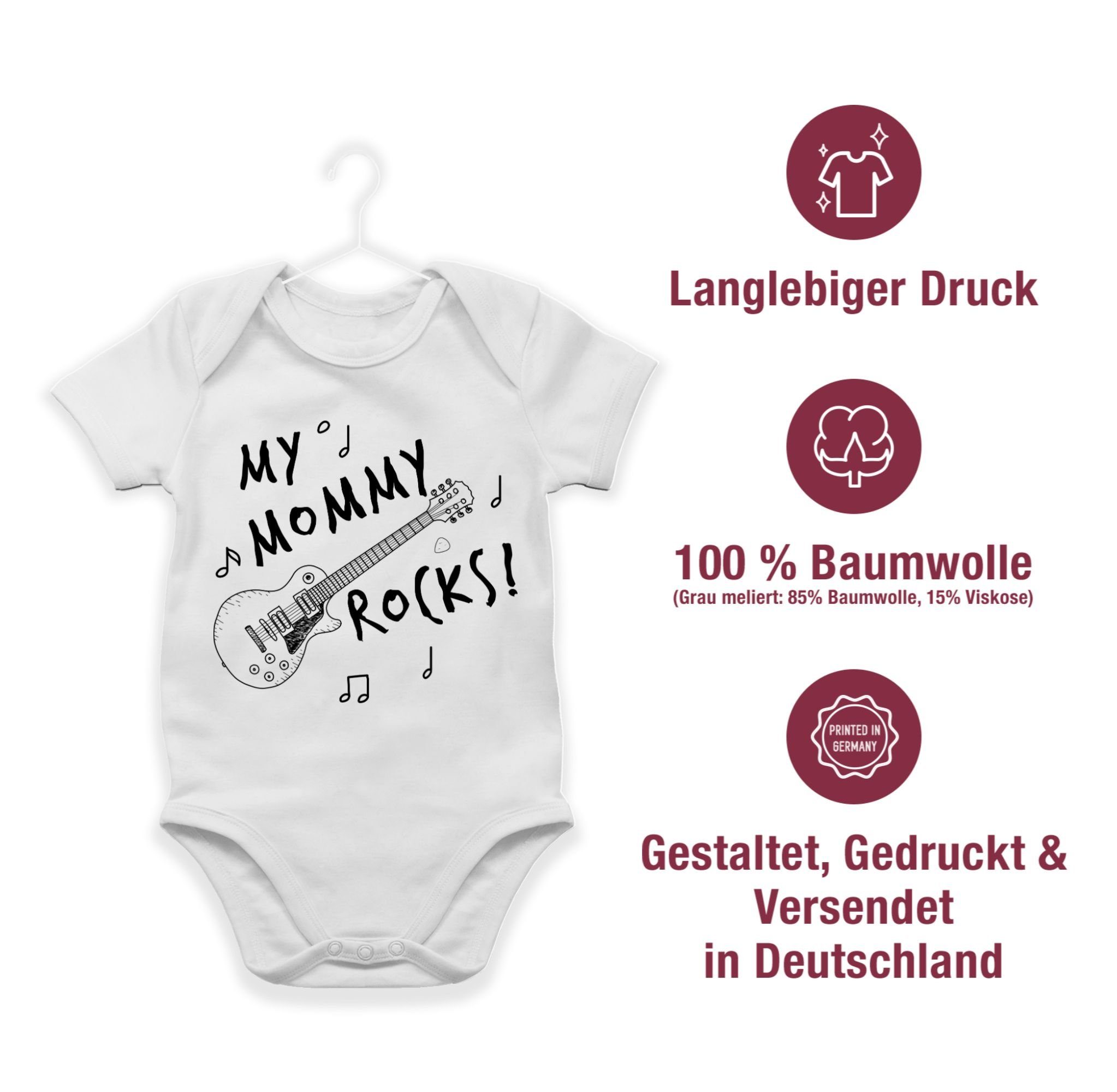 Shirtracer Sprüche Baby My Shirtbody Weiß Mommy 2 rocks