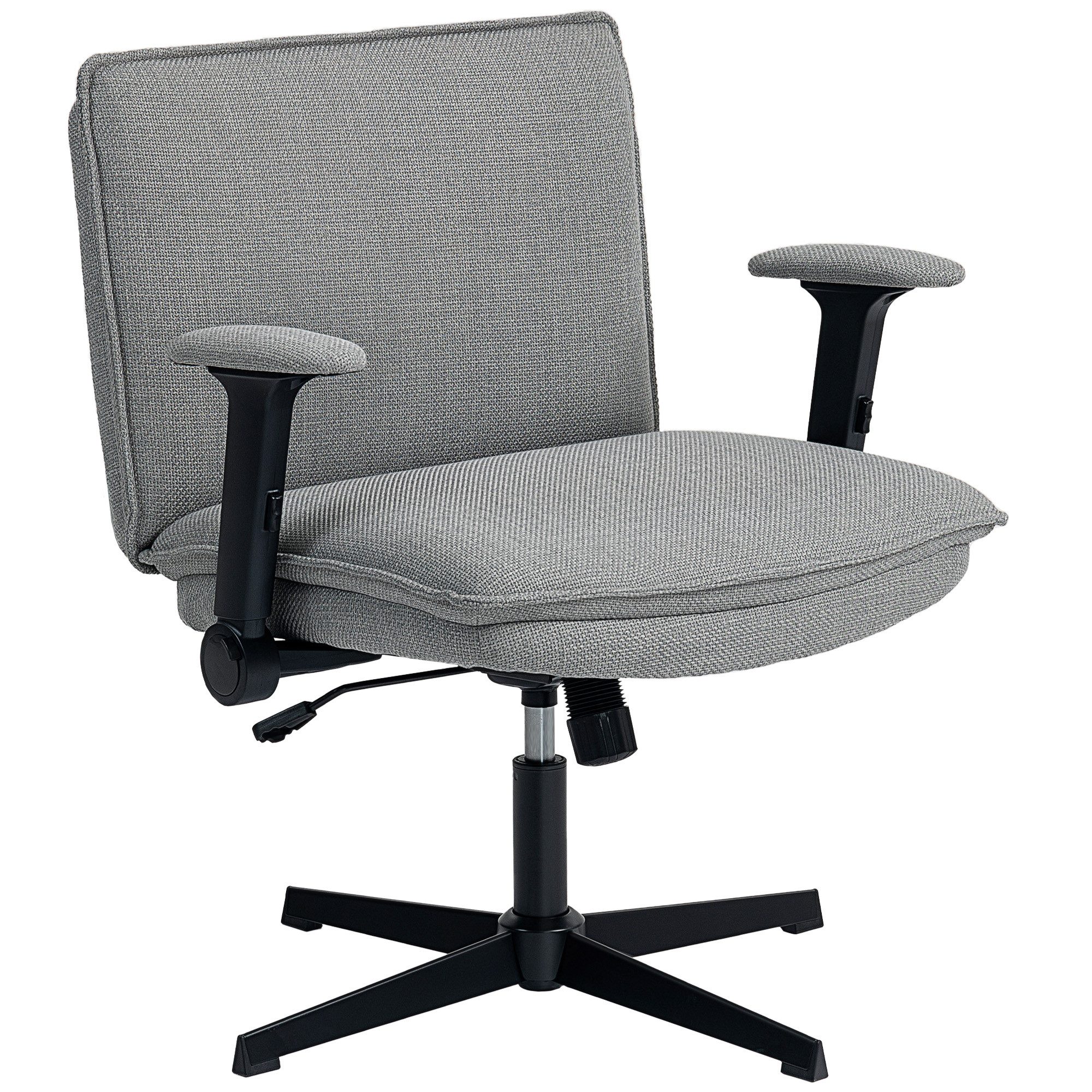 HOMCOM Bürostuhl Schreibtischstuhl, Schneidersitzstuhl, Leinenoptik, Home-Office (Drehstuhl, 1 St), für Schlafzimmer, Arbeitszimmer, Grau – Bild 2 von 5