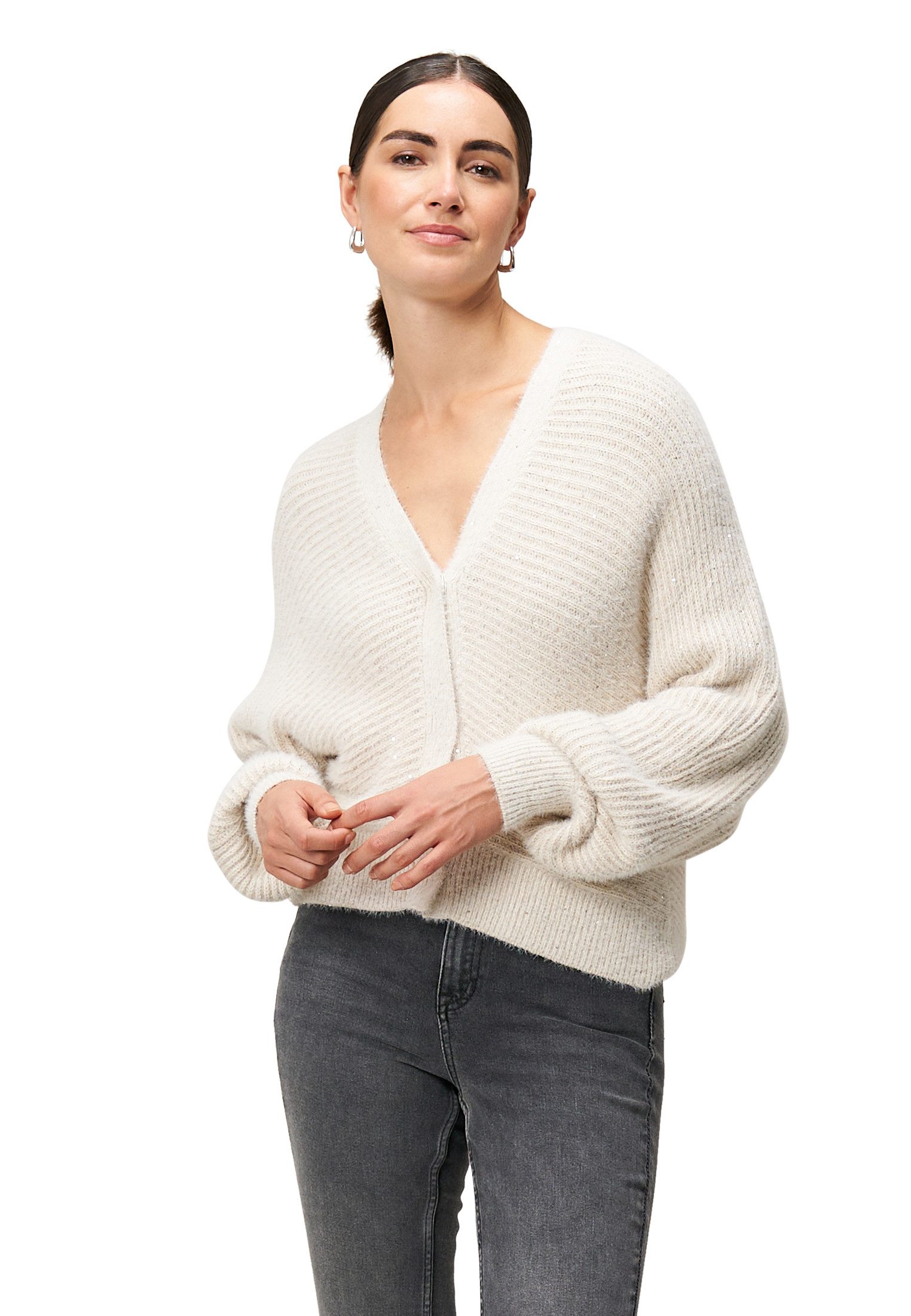 Zero Strickpullover Damen mit Pailletten (1-tlg) Pailletten