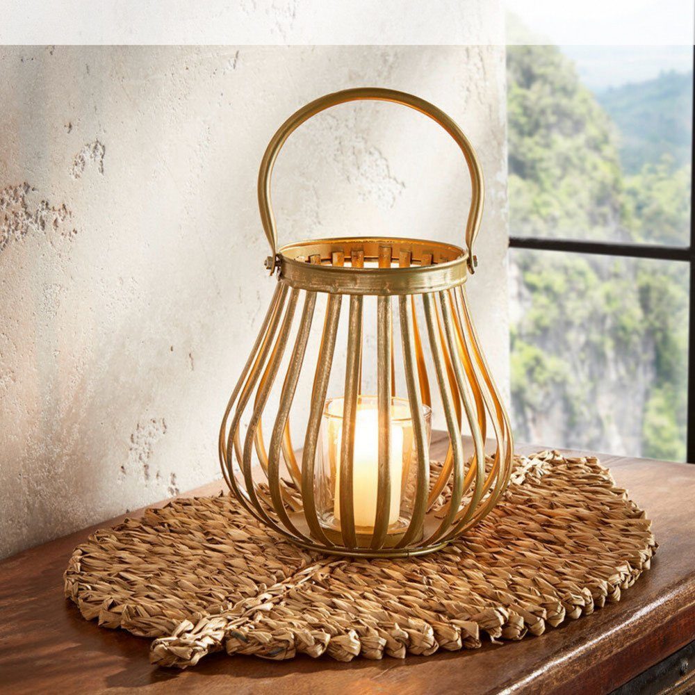 Home-trends24.de Windlicht Windlicht Teelichthalter Kerzenhalter Kerzenständer Gold Metall