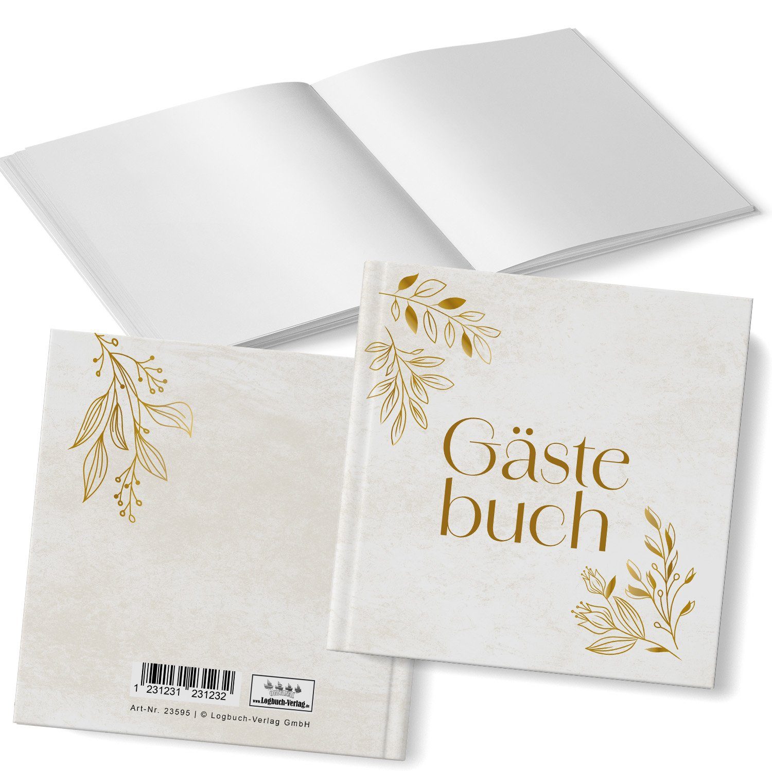 Tagebuch Hochzeitsgästebuch 18 Hochzeitsgästebuch, Gästebuch gold Seiten Boho weißen 18 Logbuch-Verlag cm beige x mit