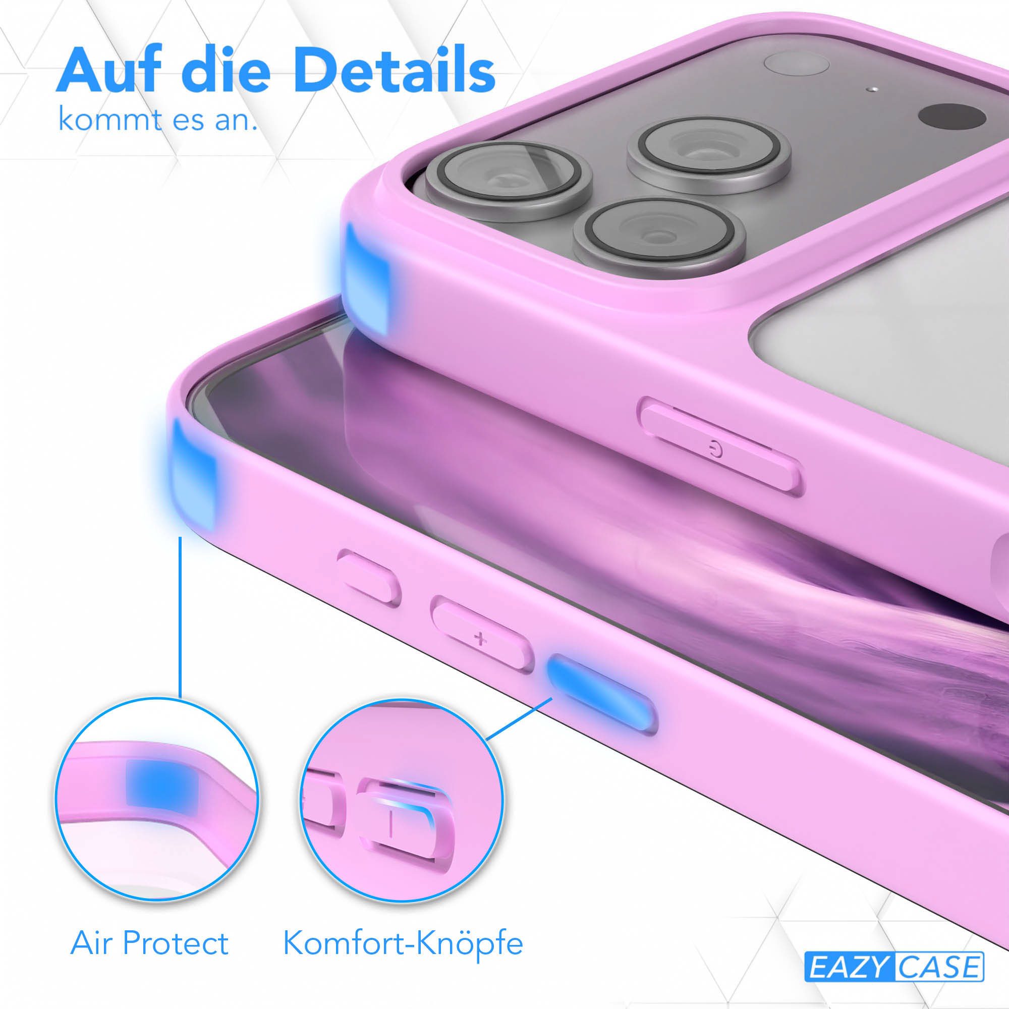 EAZY CASE Handyhülle Bumper Case für Apple iPhone 17 Pro 6,3 Zoll, Handyhülle Dünn mit Kameraschutz Hybrid Handyhülle stoßfest Helllila – Bild 4 von 5
