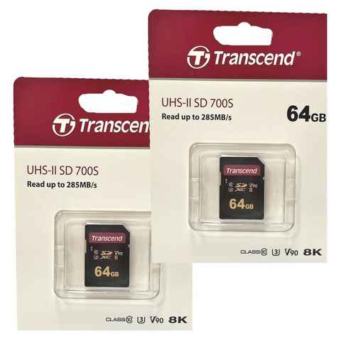 Transcend 2 x 64 GB SDXC-Karte Class 10 Speicherkarte Speicherkarte