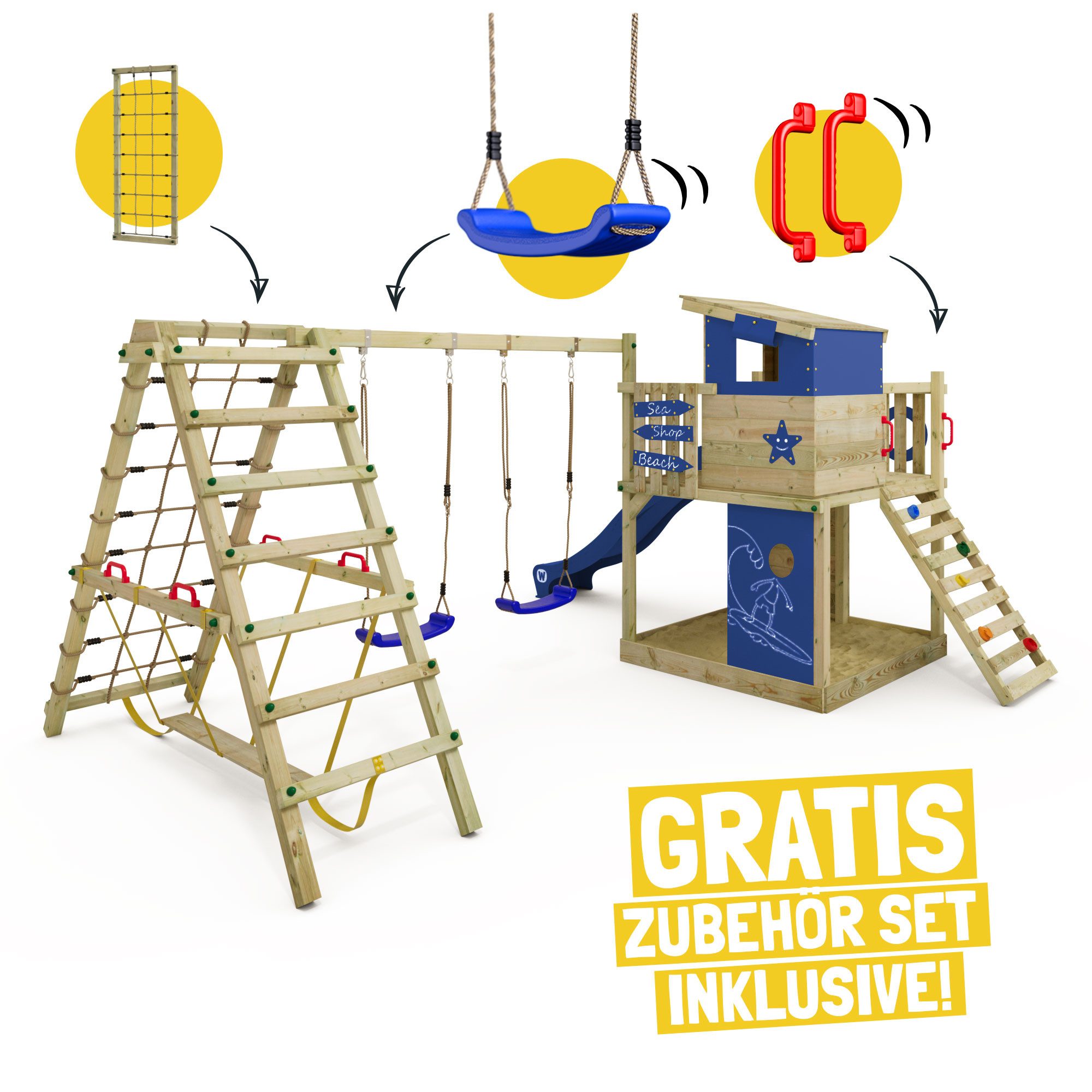 Wickey Spielturm Smart Surf – Abenteuer-Stelzenhaus mit Schaukel & Rutsche, Perfekt für kleine Abenteurer – 10 Jahre Garantie*