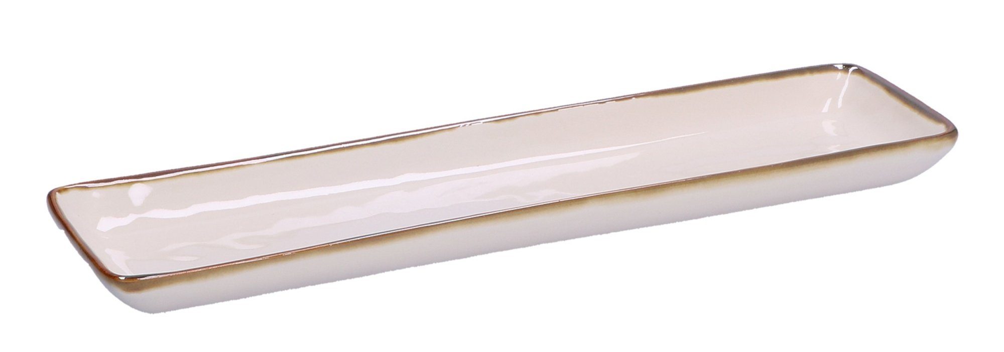 Rose & Tulpani Servierplatte Rechteckige Servierplatte Servierschale 32x8cm Steingut Concerto Ivory, Steingut, (1-tlg), rustikaler Vintage-Look