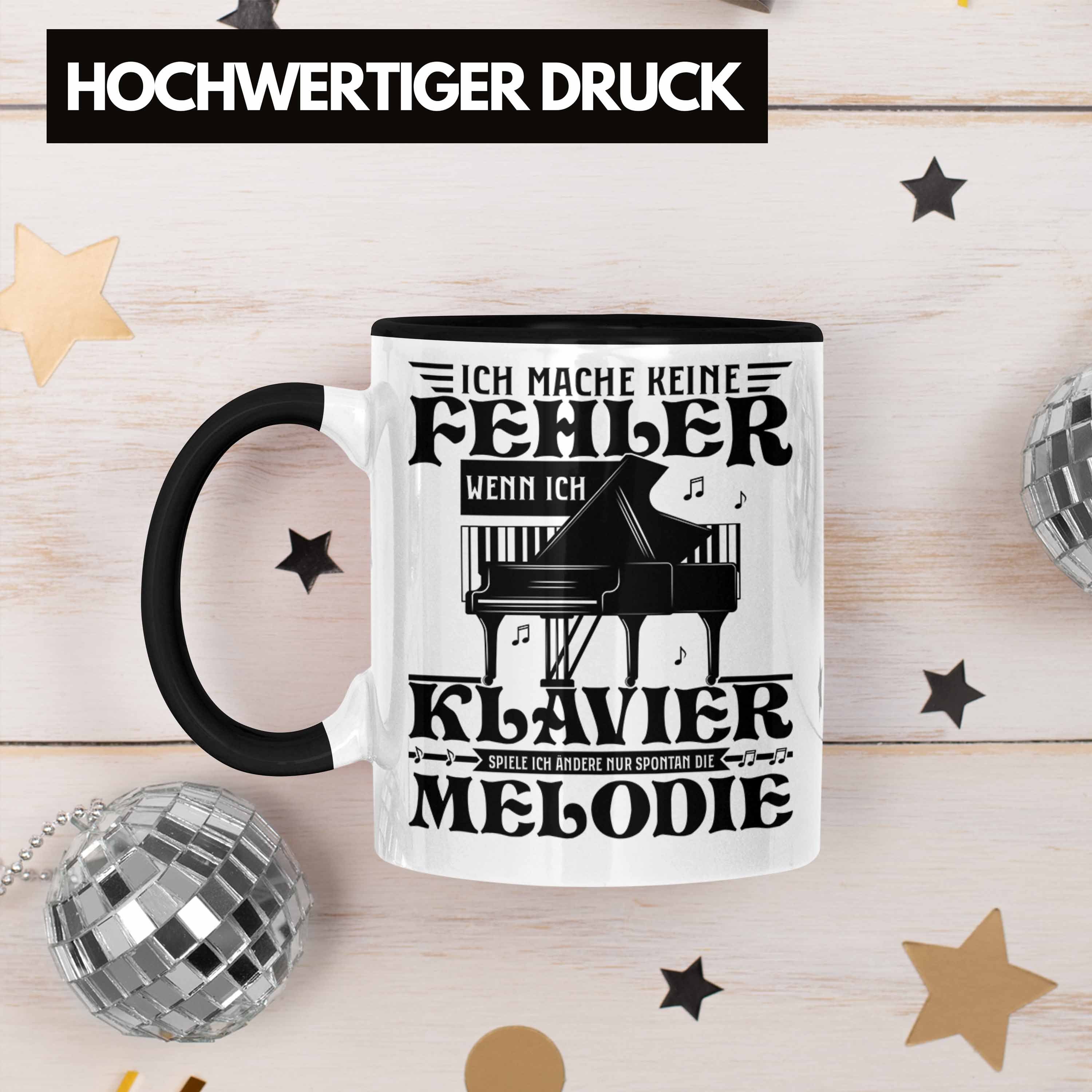 Tasse Geschenkidee Klavier-Spieler Kaffee-Becher Trendation Klavier Flüg Geschenk Tasse Schwarz