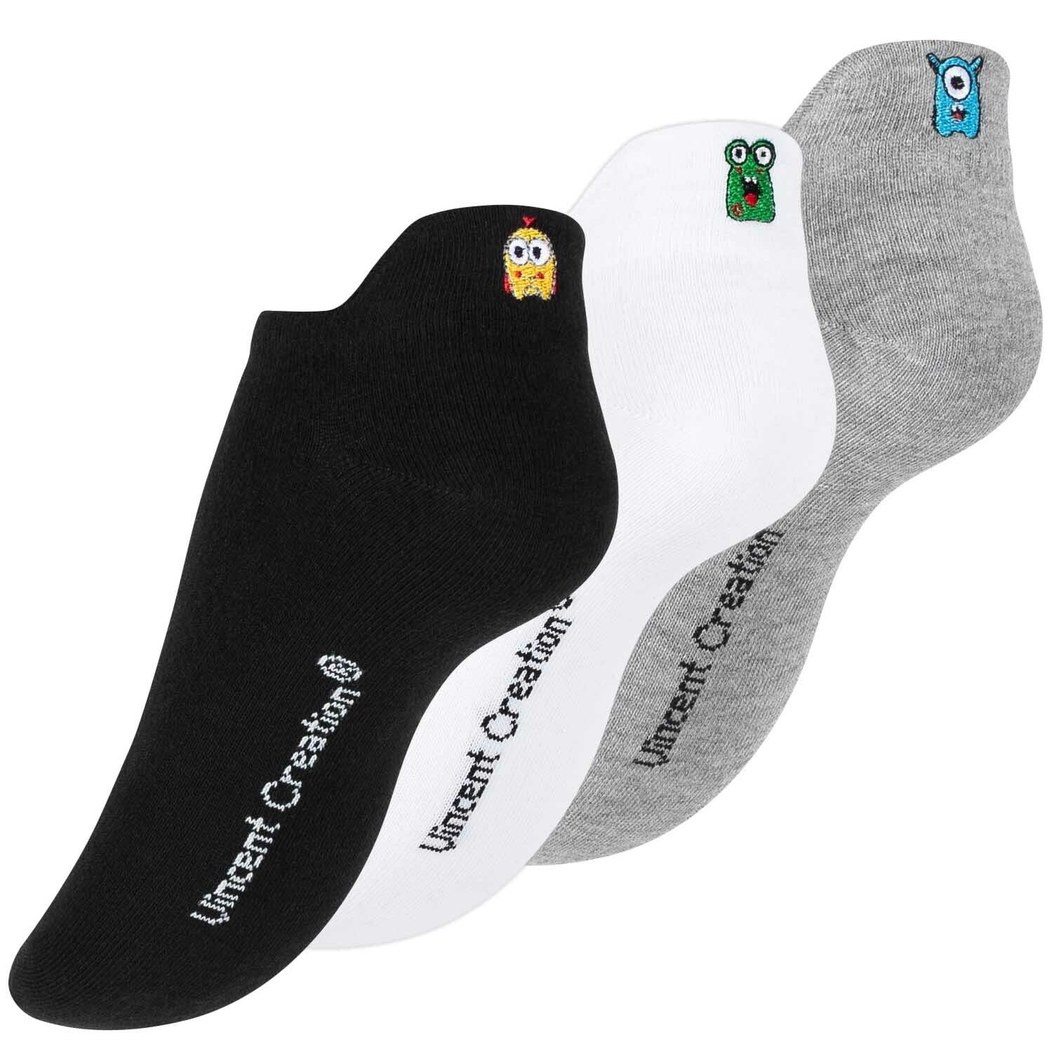Vincent Creation® Sneakersocken (6-Paar) mit lustiger Gesichter / Monster Stickerei