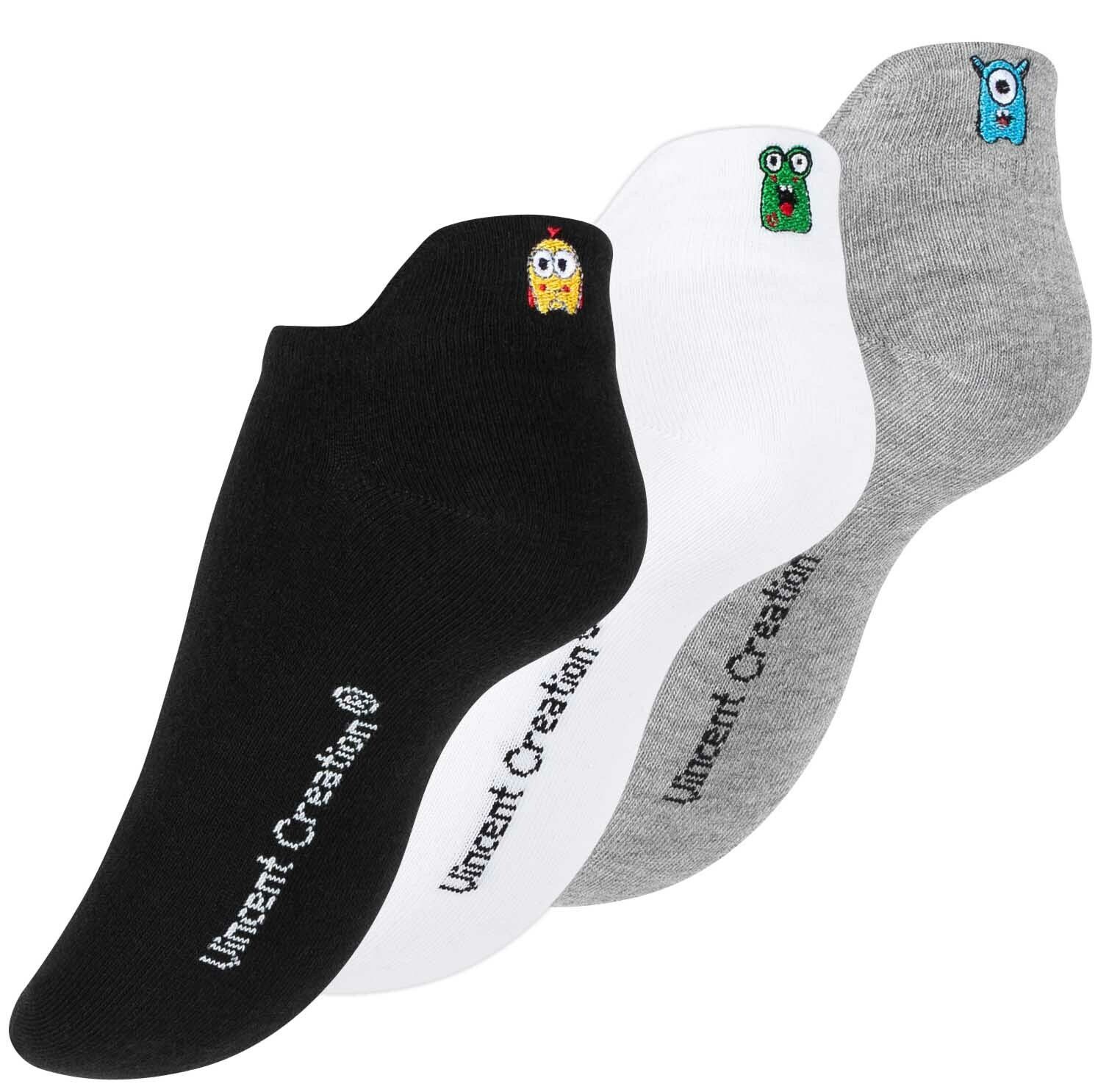 Vincent Creation® Sneakersocken (6-Paar) mit lustiger Gesichter / Monster Stickerei Mix 1