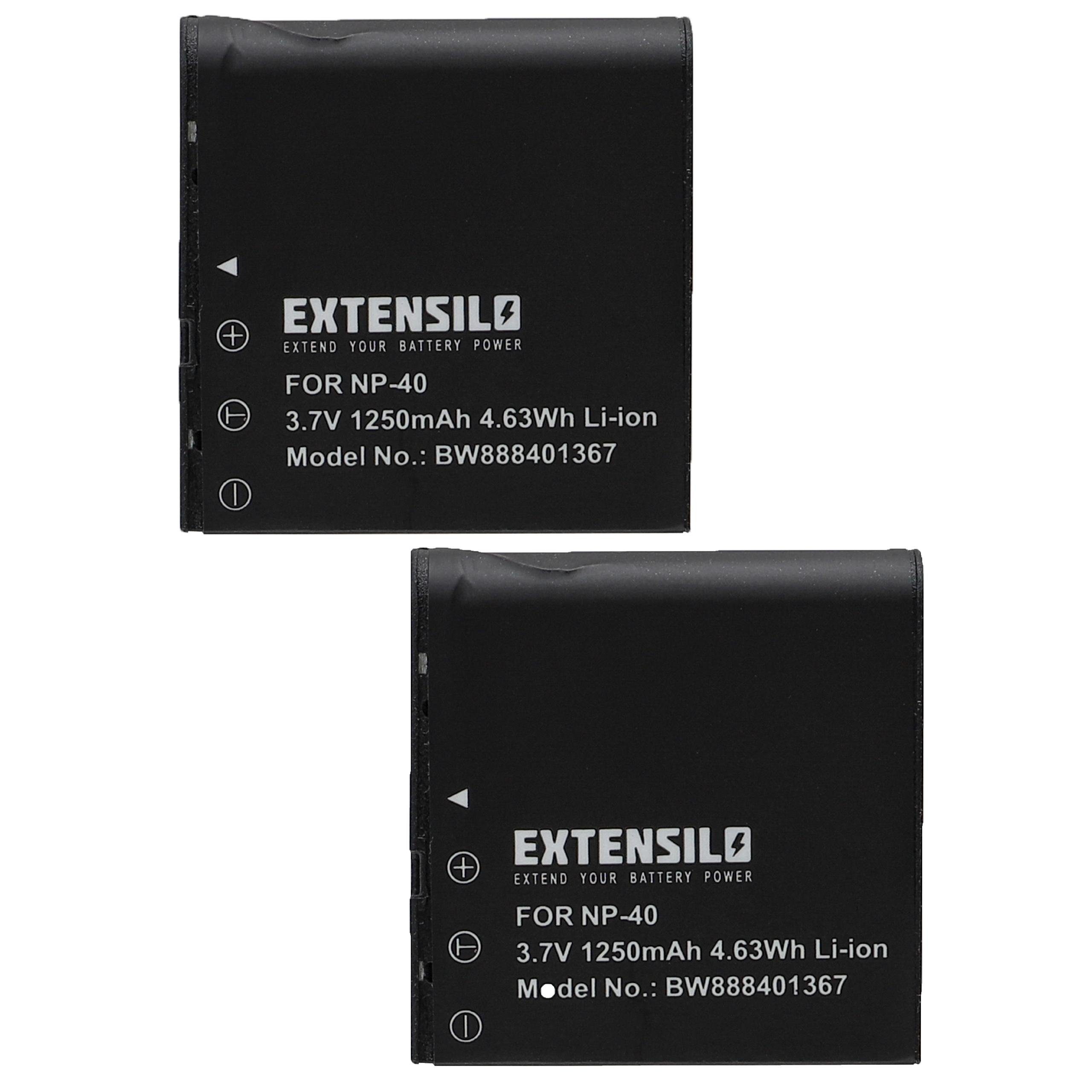 Extensilo kompatibel mit Silvercrest DV-5300HD, DV-1000HD Kamera-Akku Li-Ion 1250 mAh (3,7 V) | Akkus und PowerBanks