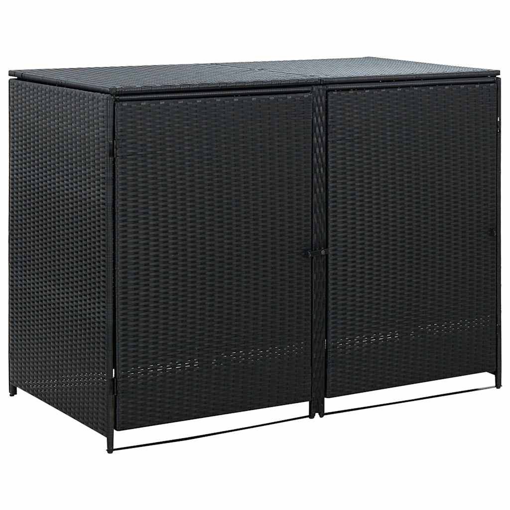 vidaXL Gartenhaus Mülltonnenbox für 2 Tonnen Poly Rattan Schwarz 148x80x111 cm