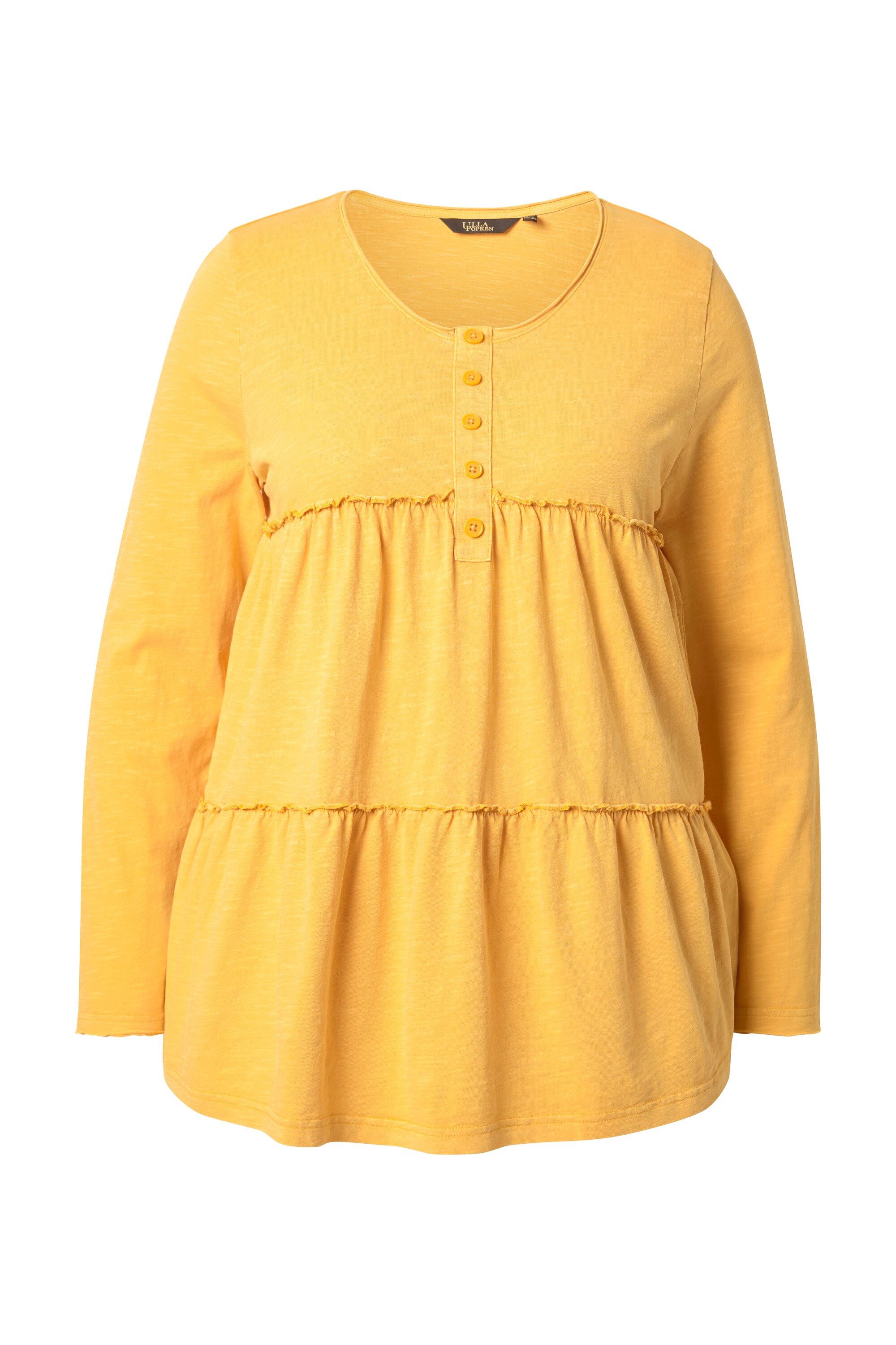 Ulla Popken Longsleeve Shirt Volants A-Linie Rundhals Langarm günstig online kaufen