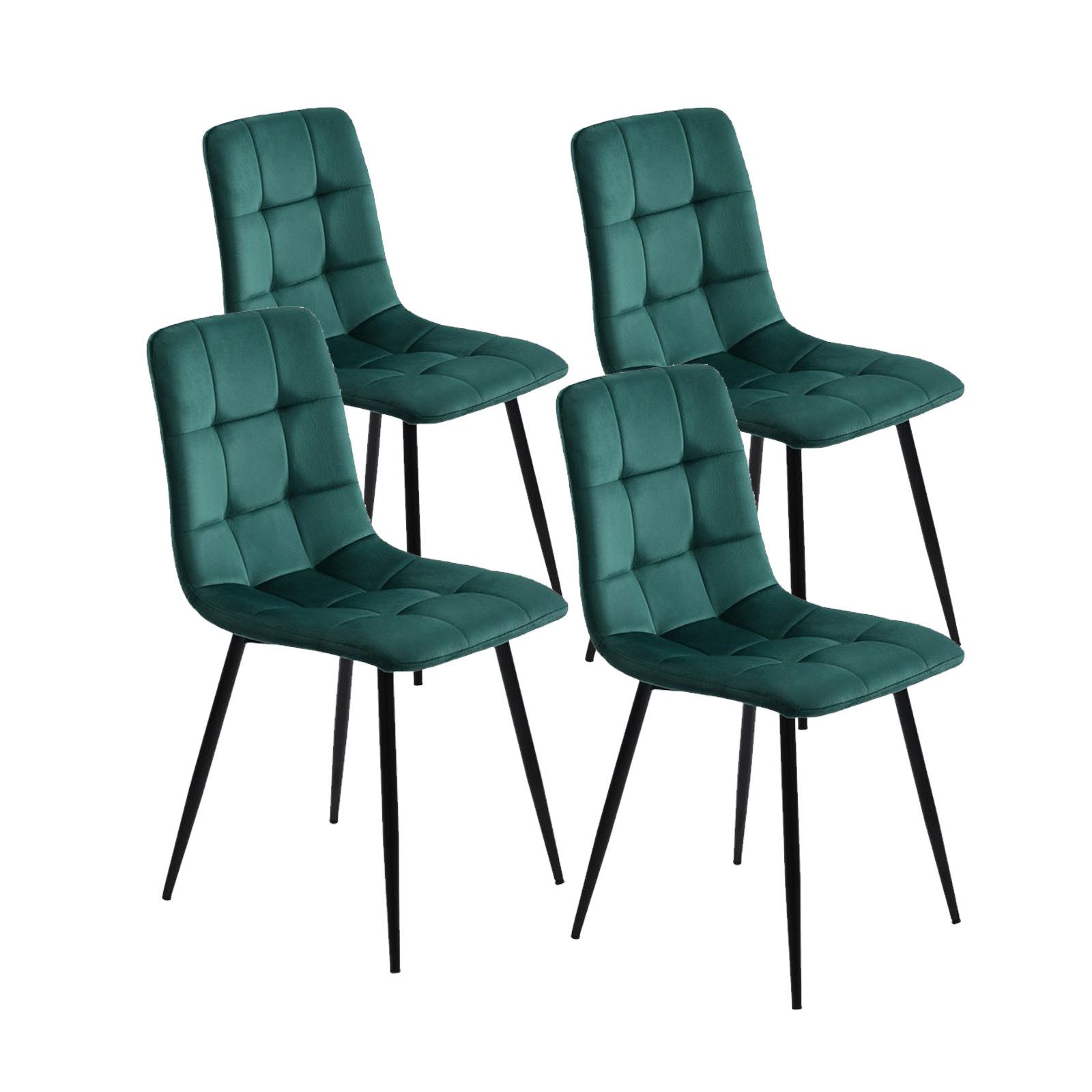 SEEZSSA Küchenstuhl Esszimmerstuhl(4 St),Polsterstuhl aus Samt Gestell für Esszimmer, Design Loungesessel Stuhl mit Rückenlehne,Sitzfläche aus Metall