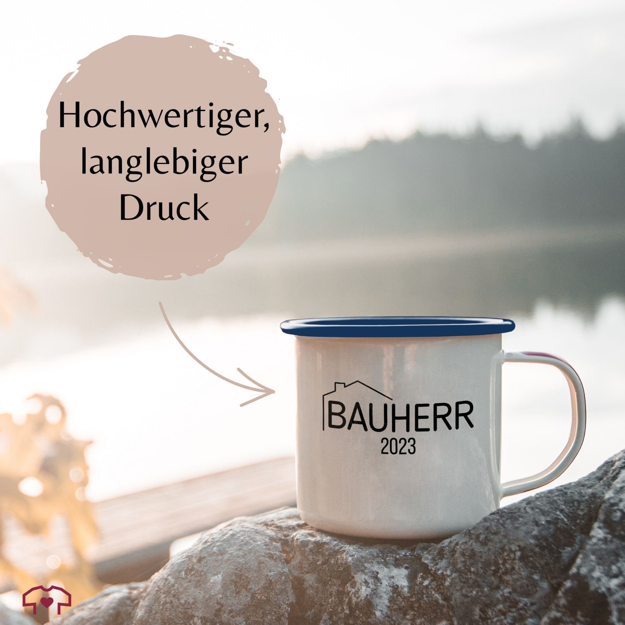 Weiß Stahlblech, Shirtracer Blau 3 Hobby Kaffeetasse 2023, Tasse Bauherr Geschenk