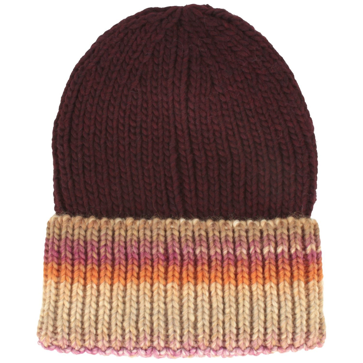 Breiter Strickmütze Mehrfarbig gestreifte Strickmütze aus Rippstrick