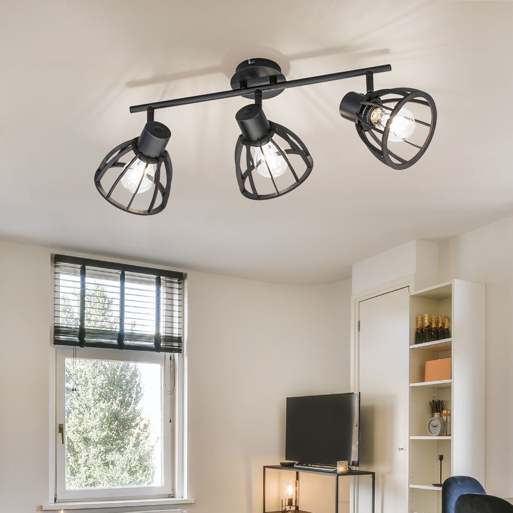 Leuchtmittel schwarz 3-flammig etc-shop Strahler Wohnzimmerleuchte Deckenleuchte, L inklusive, Deckenlampe 48 cm LED nicht