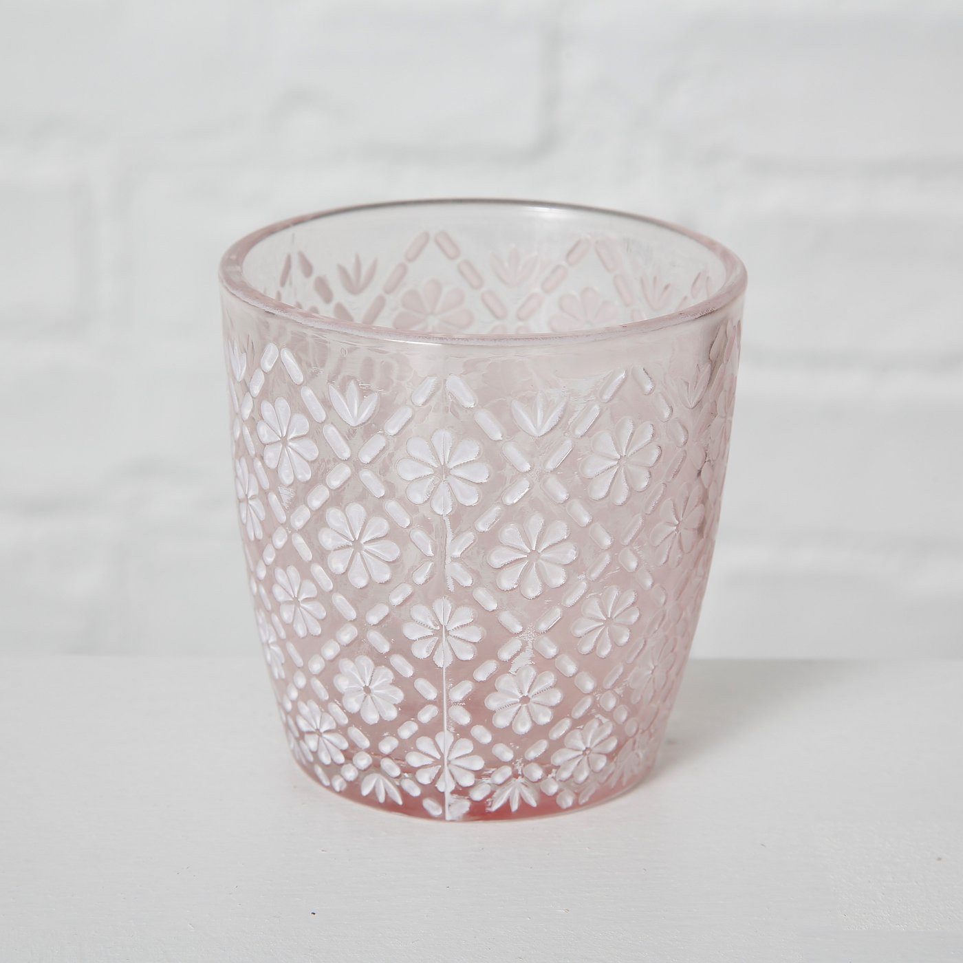 BOLTZE GRUPPE GmbH Windlicht Boltze Windlicht Patty Glas Rosa/Weiß 6-tlg. Set 1011517 (6 St)