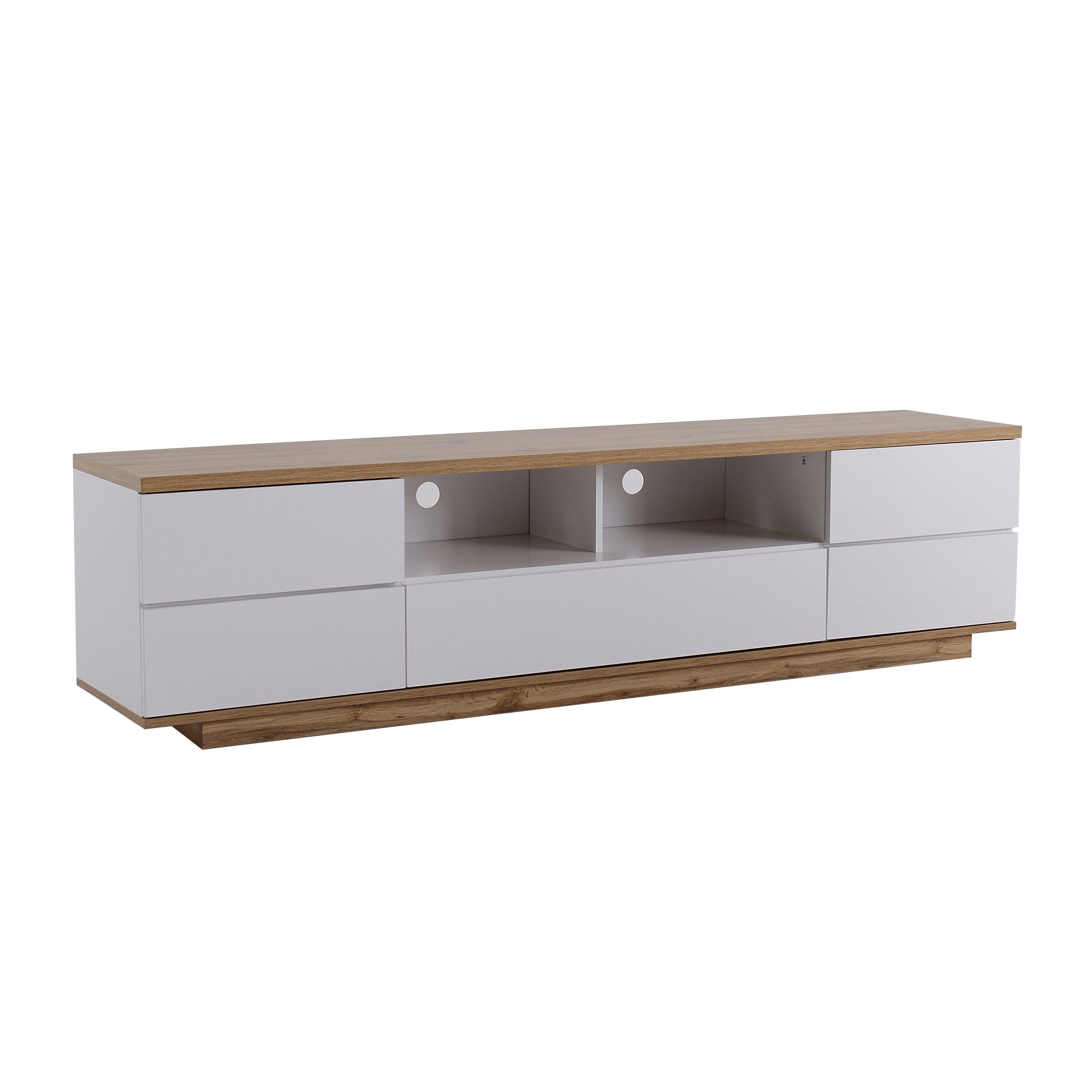 Lowboard, Weiß Hochglanz TV Schrank Fernsehtisch Fernsehschrank, Breite 180cm