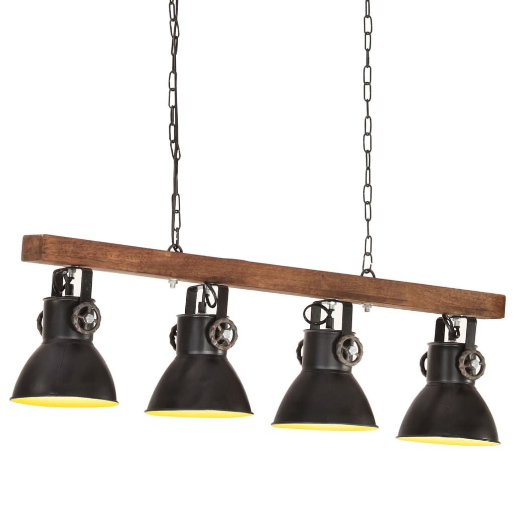 vidaXL Deckenleuchte Deckenlampe Industriestil Schwarz E27 holz