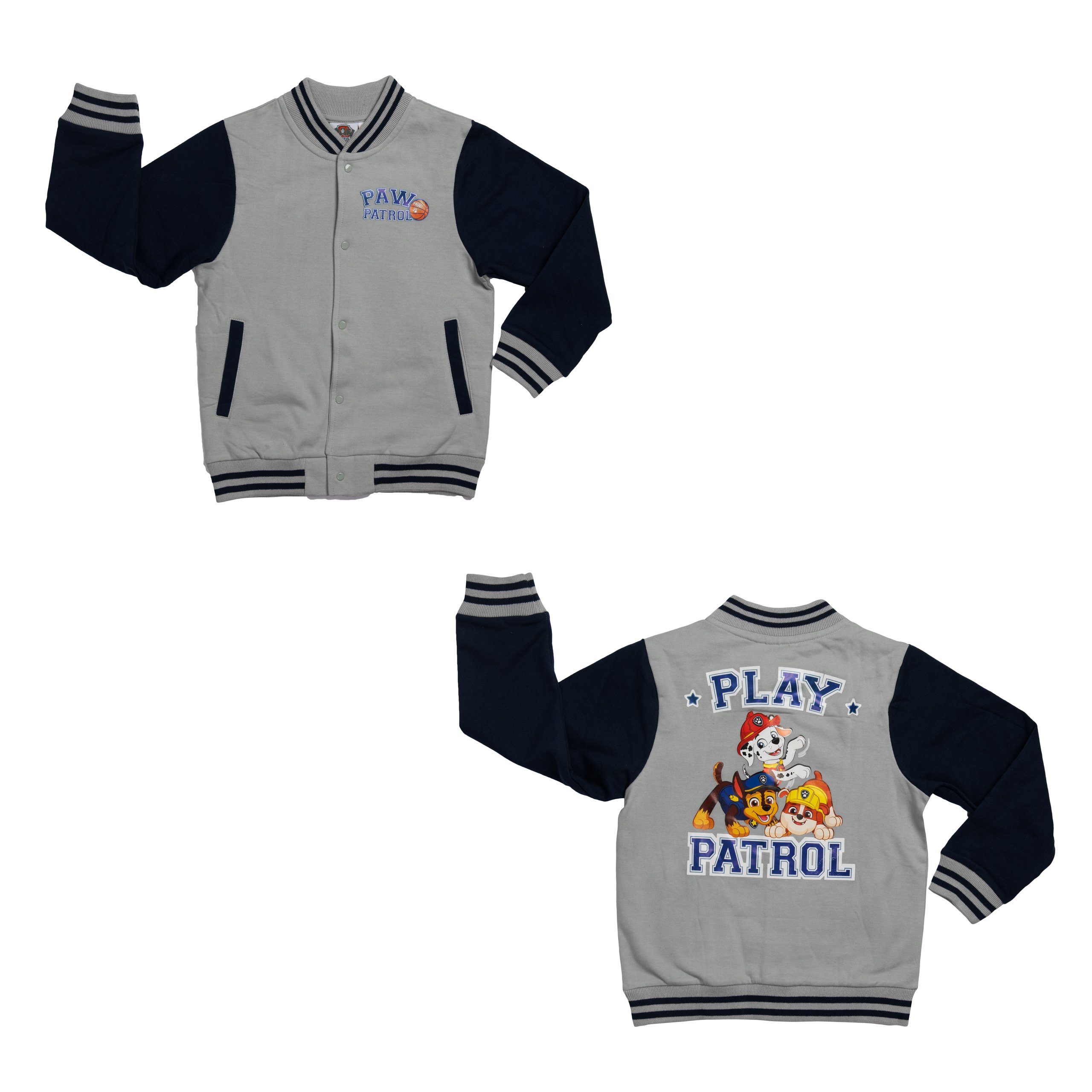 United Labels® Sweatjacke »Paw Patrol Collegejacke für Jungen - Play patrol  Kinder Baseball Retro Jacke Schwarz/Grau« online kaufen | OTTO