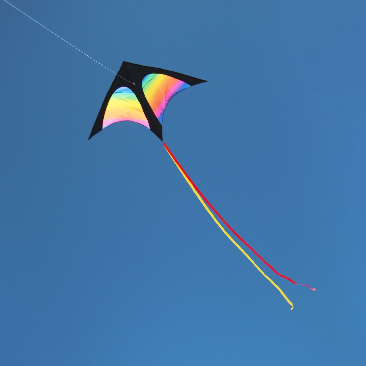 Wolkenstürmer Flug-Drache Kinderdrachen Rainbow - Delta Drachen 155 cm, (Bunter Regenbogen Drachen für Kinder - Outdoor Spielzeug, 1-tlg), Ready to Fly Kite for Children - Einleiner ab 6 Jahren